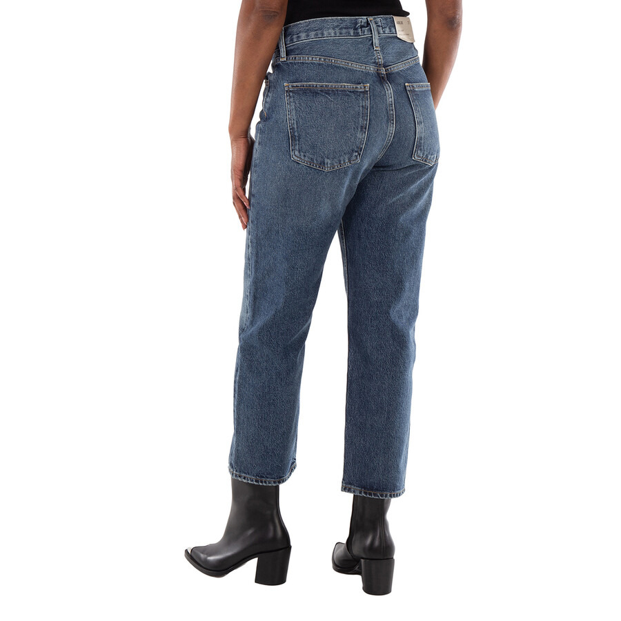 Agolde Ladies Imagine Med Dark Indigo 90S Crop Mid Rise Straight Jeans - 4