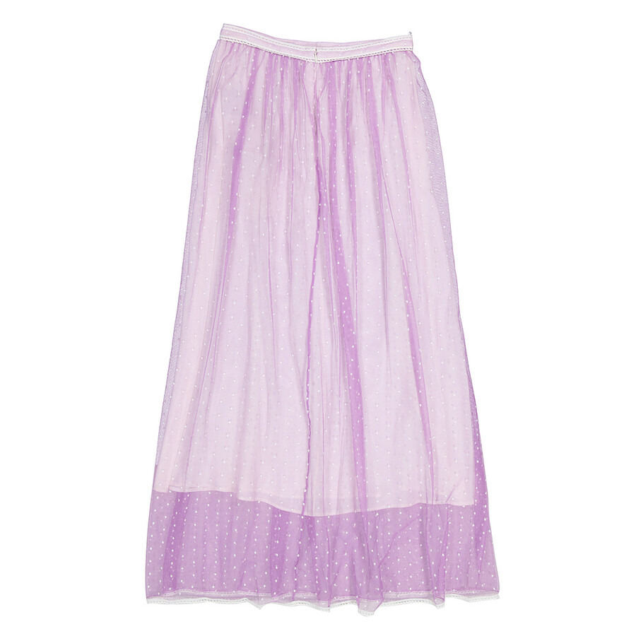Burberry Floor-length Flocked Cotton Tulle Skirt In Lilac / White - 5