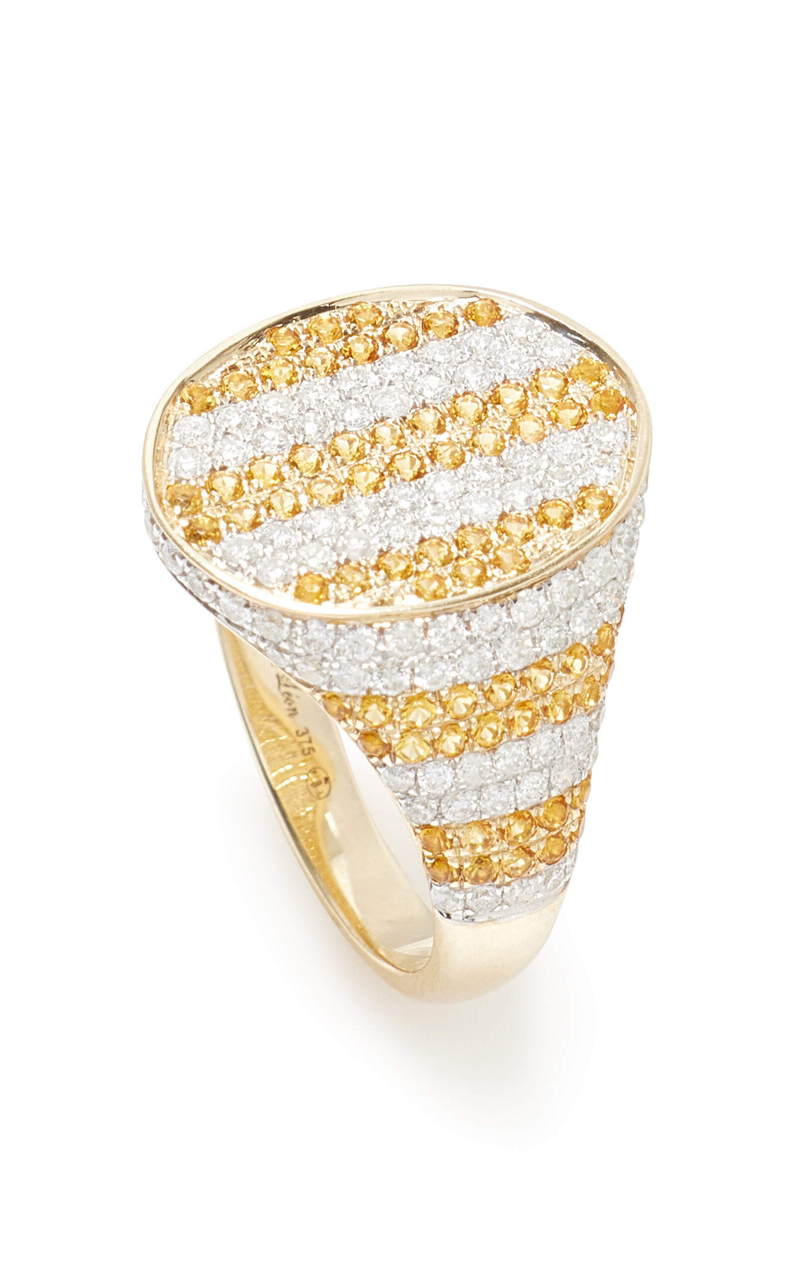 Exclusive Riviera 9K Yellow Gold Citrine, Diamond Signet Ring orange - 6