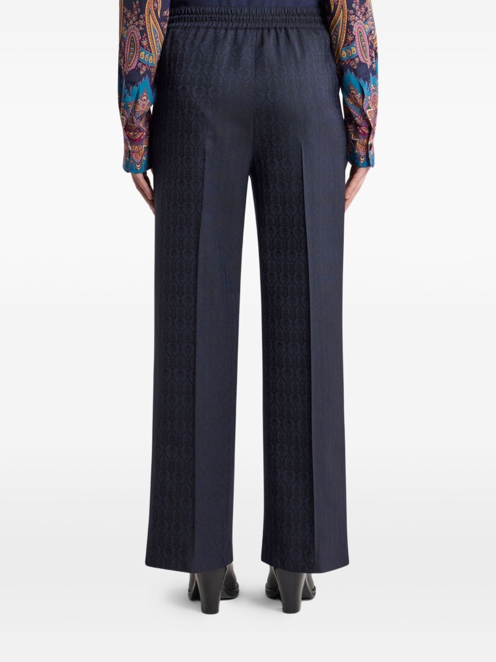 drawstring jacquard trousers - 4