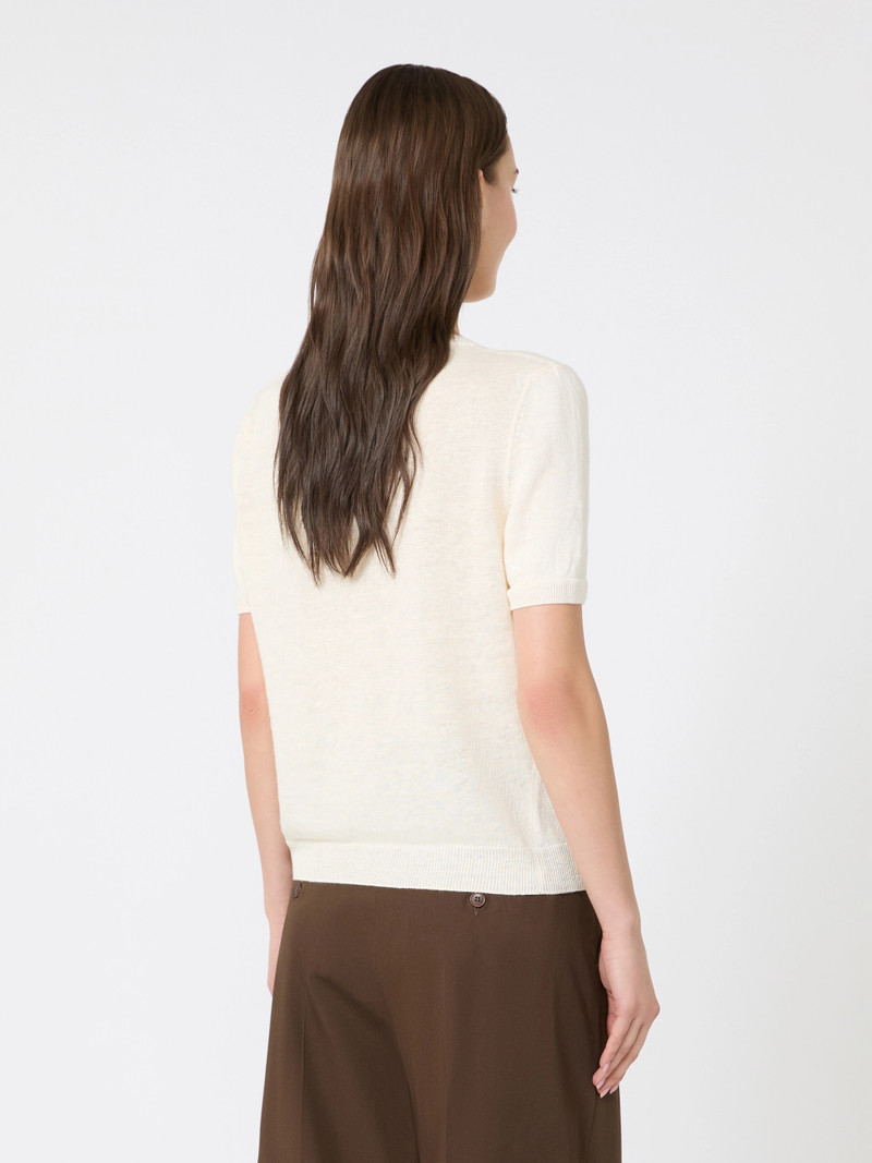 PANCONE Linen yarn basic jumper - ECRU 4