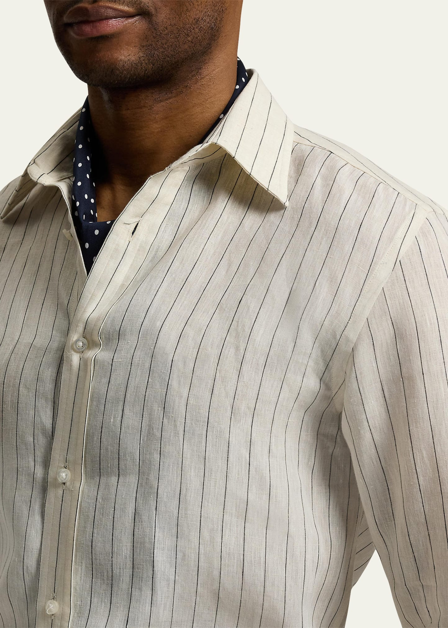 Men's Harrison Linen Thin Stripe Sport Shirt - 5