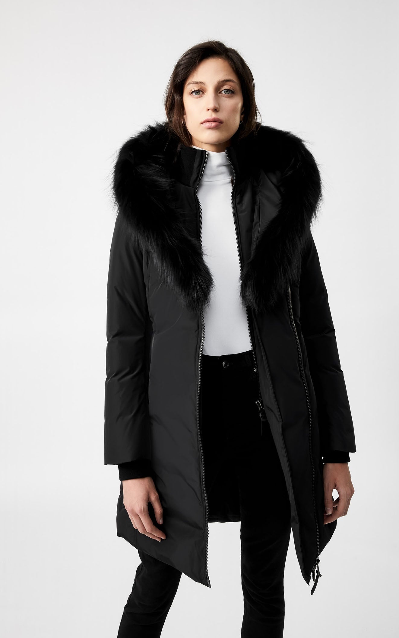KAY down coat with signature silverfox fur collar - 3