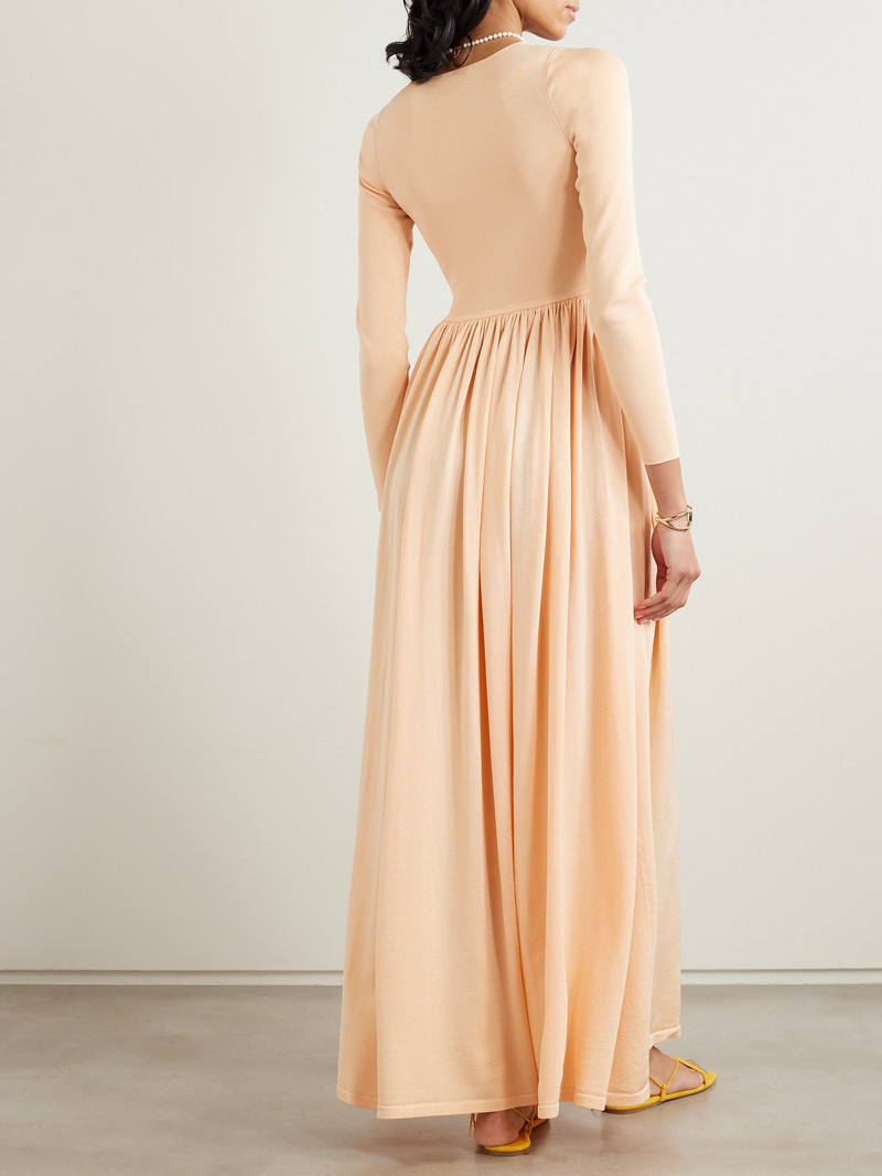 Natura Gathered Metallic Stretch-knit Maxi Dress 3