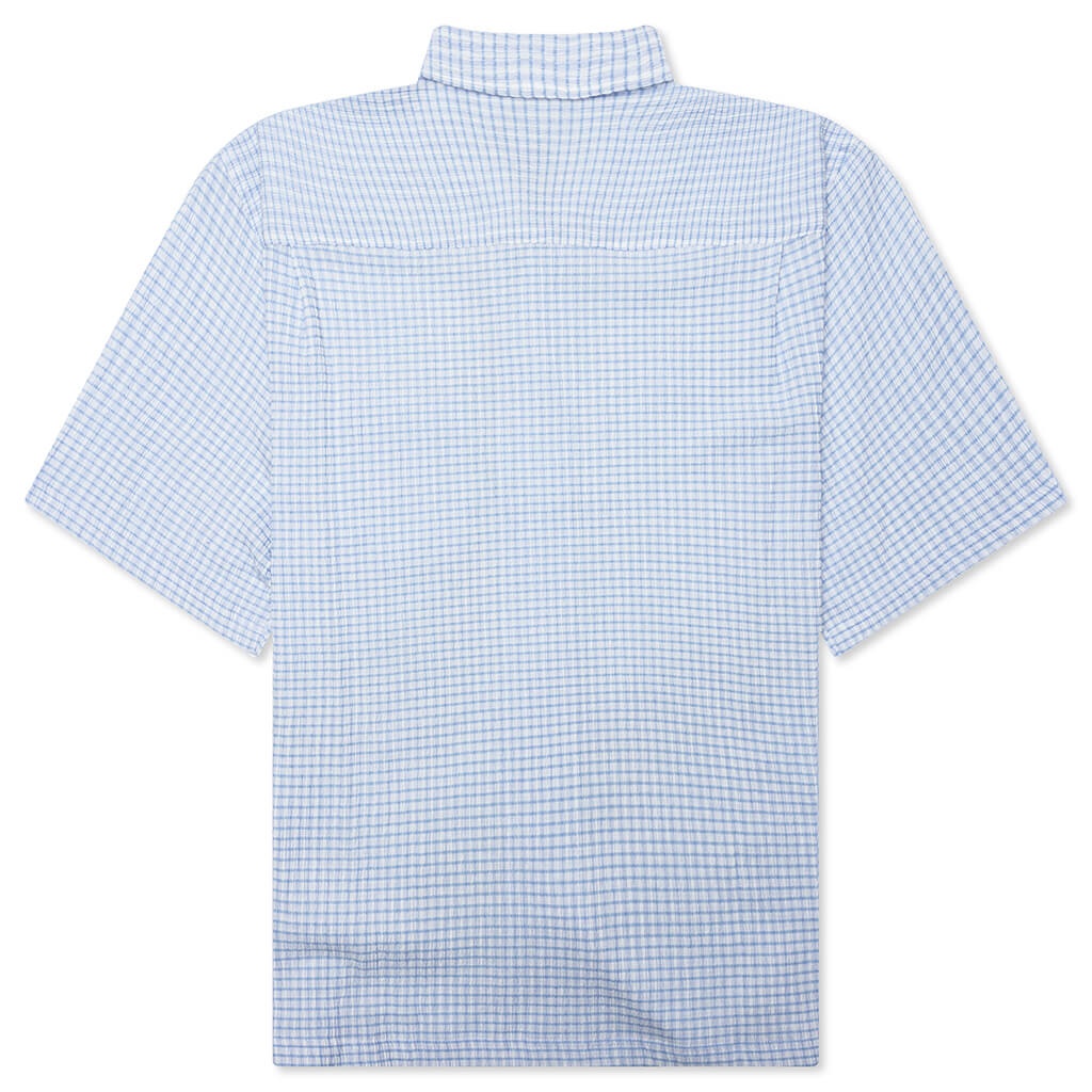 FLAT BOTTOM CRINKLED SHIRT - BLUE CHECK - 2