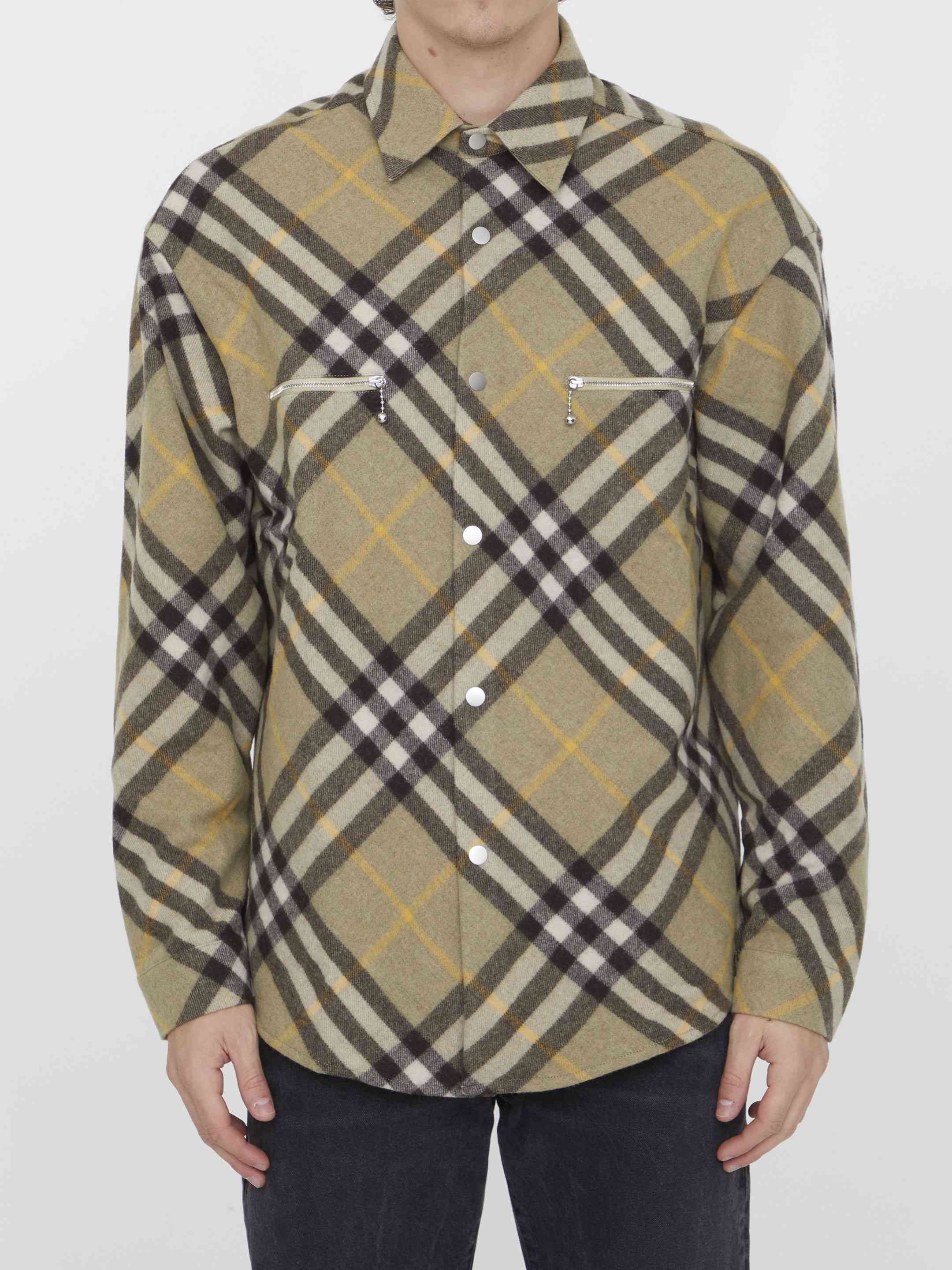 Burberry Men Check Wool Shirt - 1