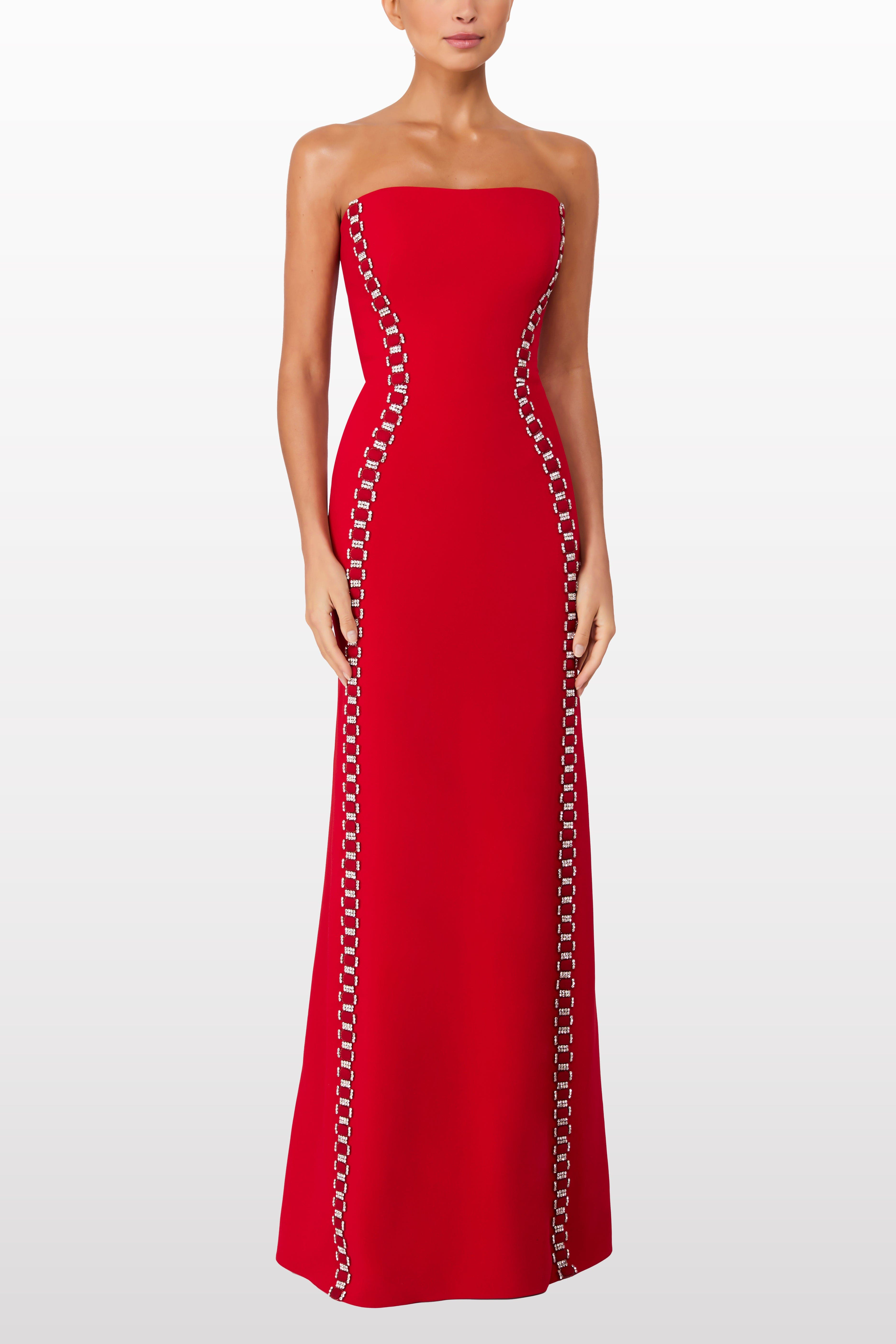 Jenny Packham Triumph Crystal-embellished Strapless Maxi Dress in Chilli Red at Nordstrom - 2