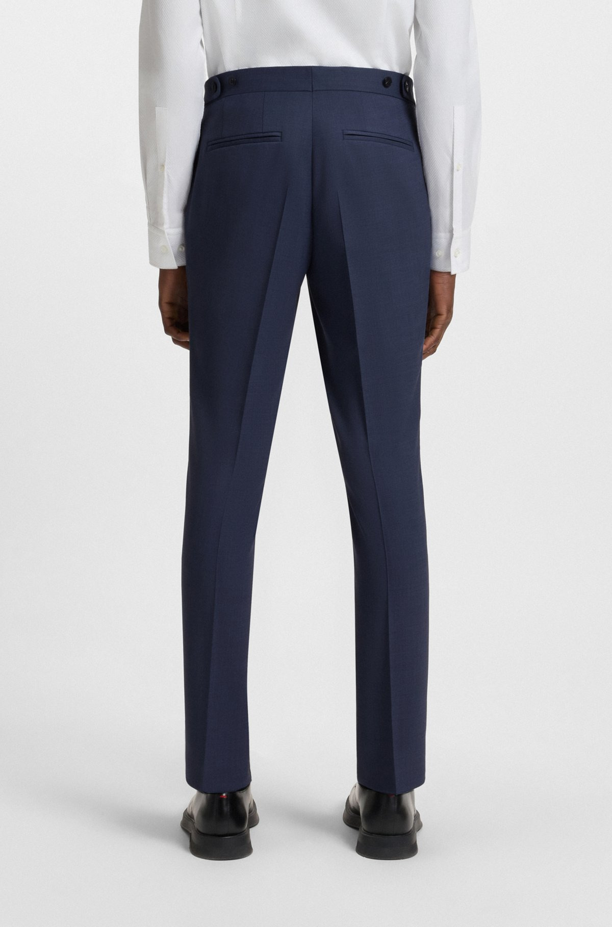 SLIM-FIT THREE-PIECE SUIT WITH SHARKSKIN WEAVE - 7