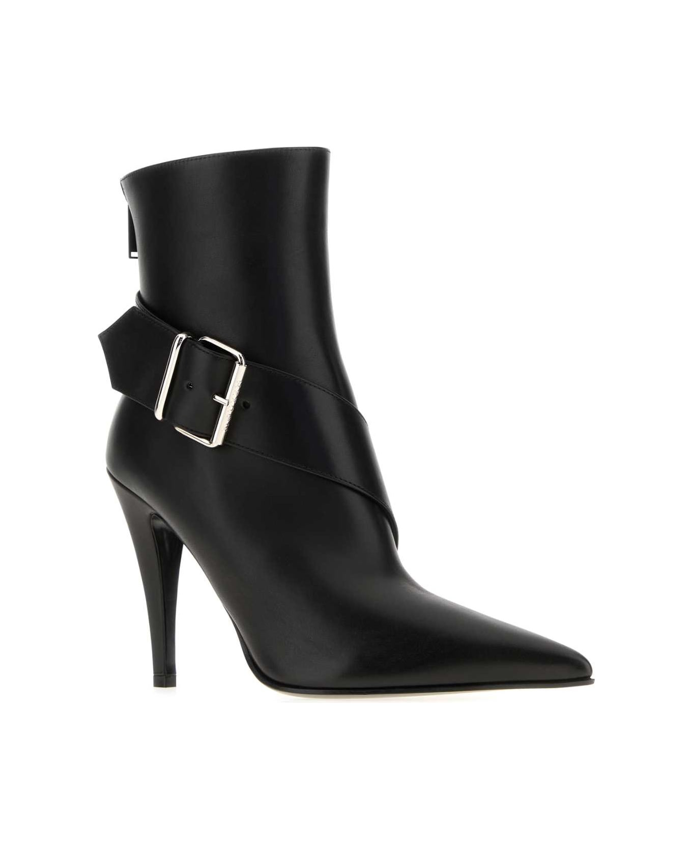 Black Leather Ankle Boots - 2