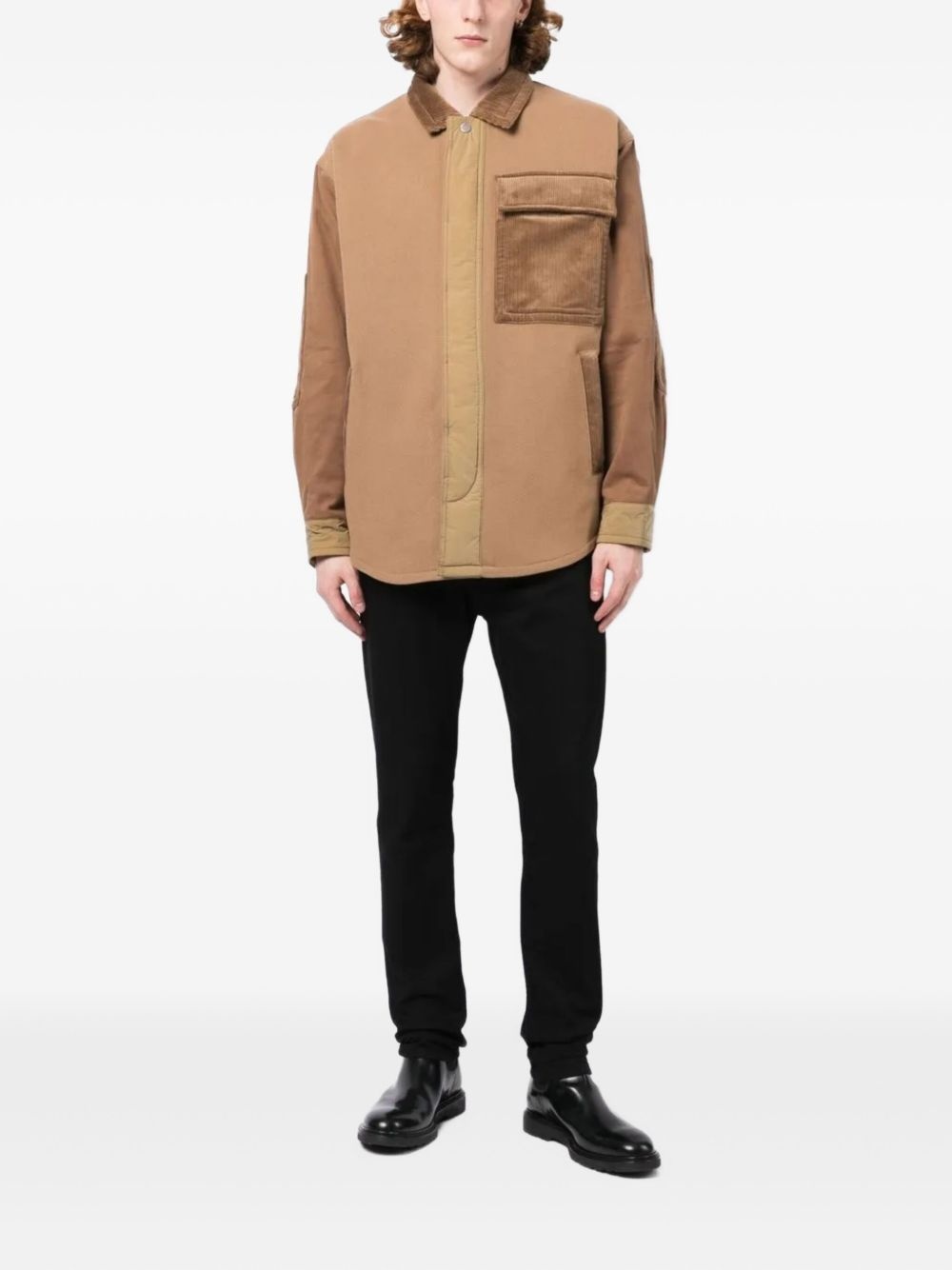 corduroy-panelled cotton jacket - 2