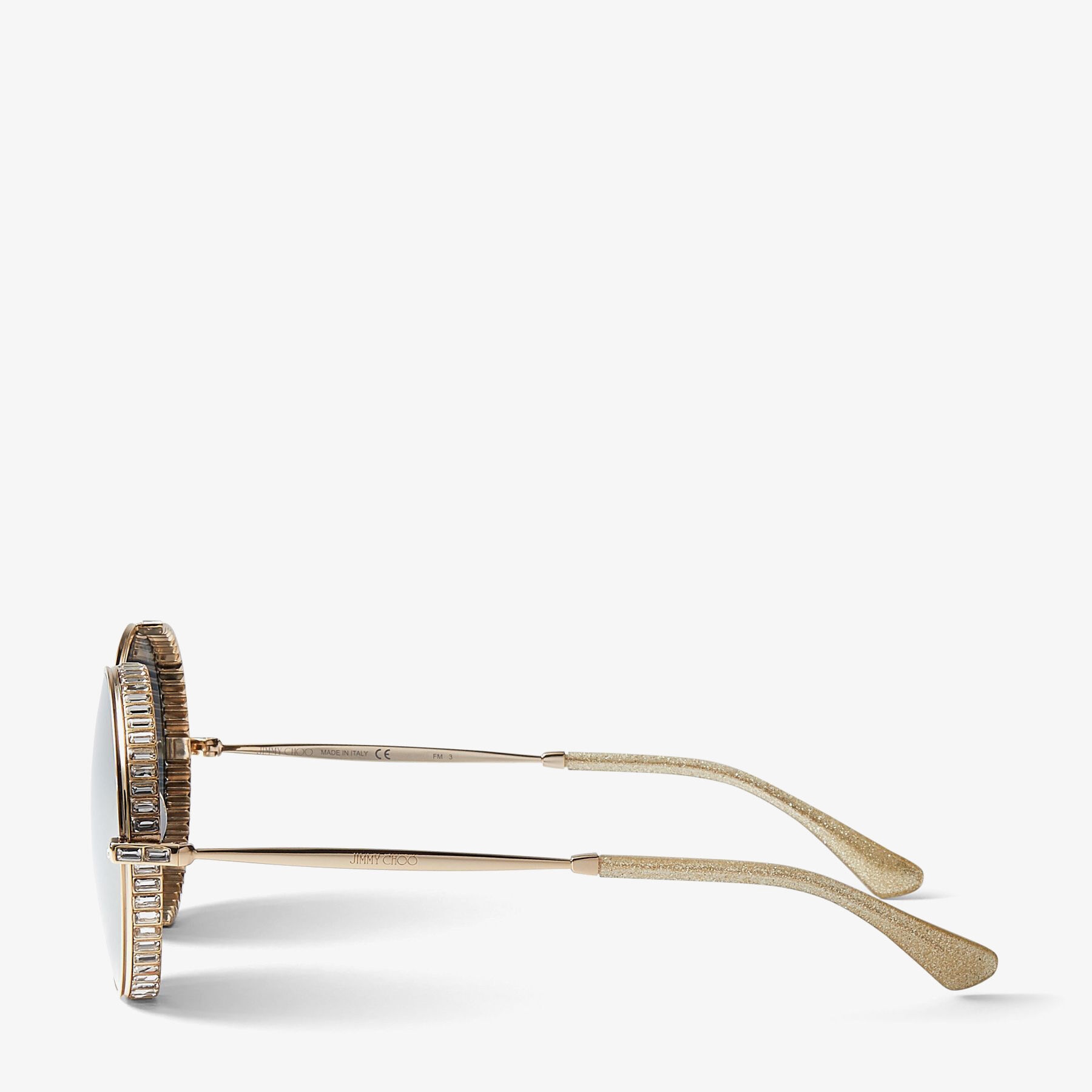 Goldy
Gold Round-Frame Sunglasses with black Swarovski Crystal Embellishment - 2
