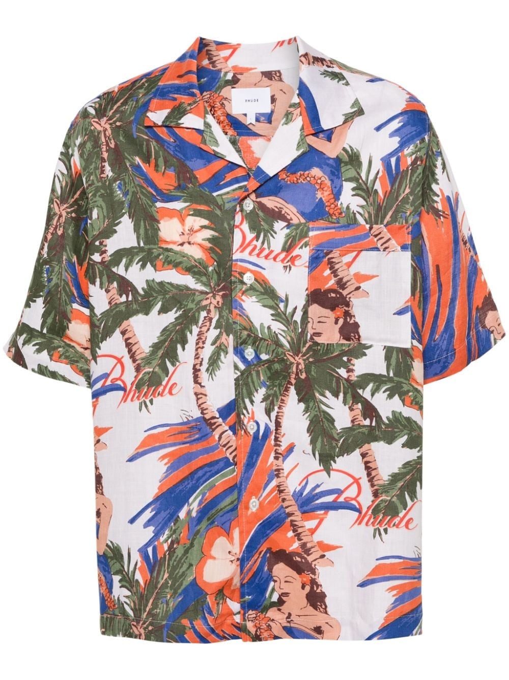 hawaiian-print linen shirt - 1