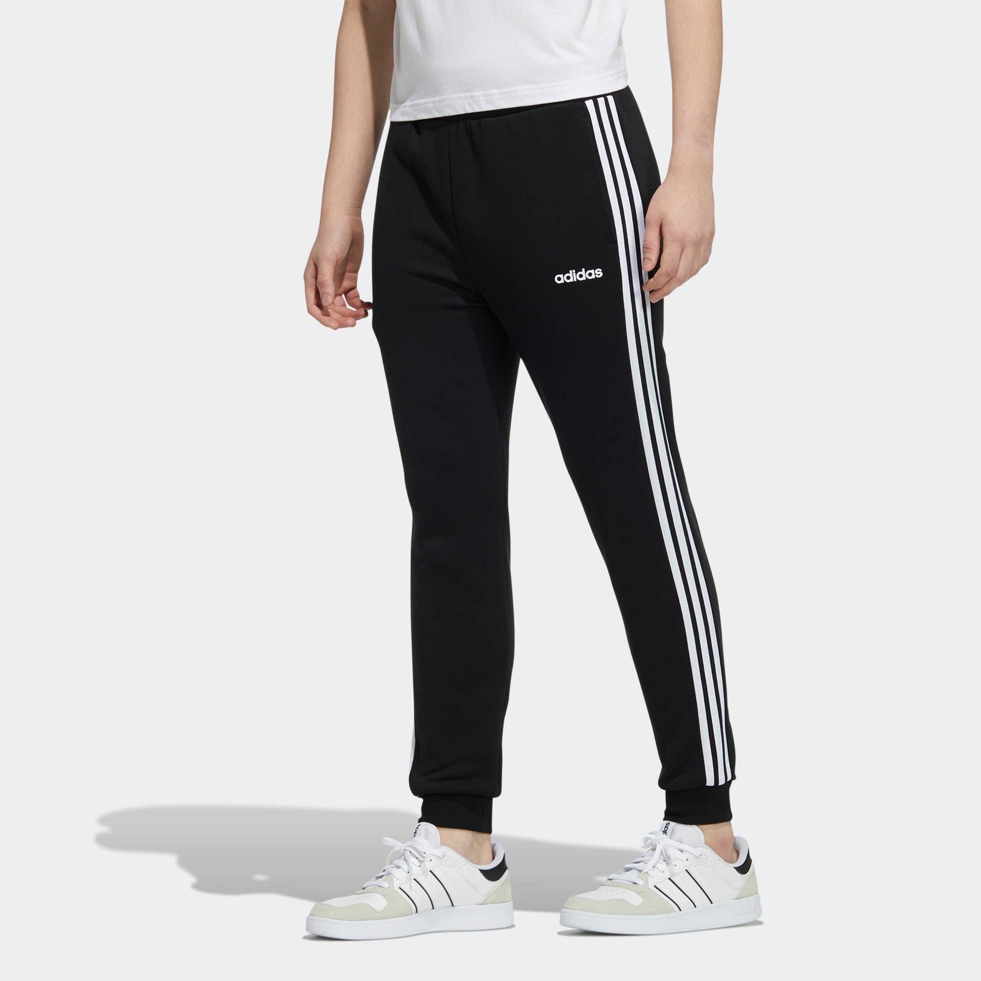 Men's adidas neo Ce 3S Flc Tp Logo Stripe Bundle Feet Sports Pants/Trousers/Joggers Black H14204 - 2