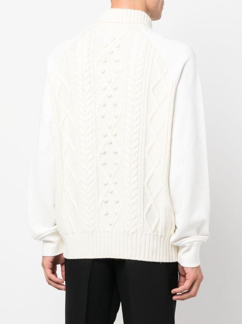 embroidered-logo sleeve knit jumper - 4
