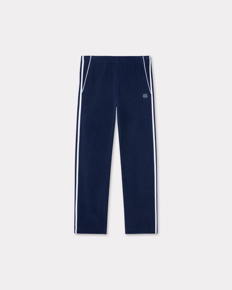 Embroidered velvet track pants - 1