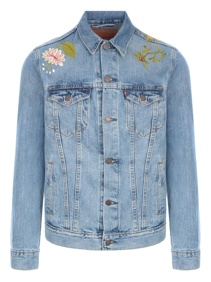 floral embroidered 데님 재킷 1