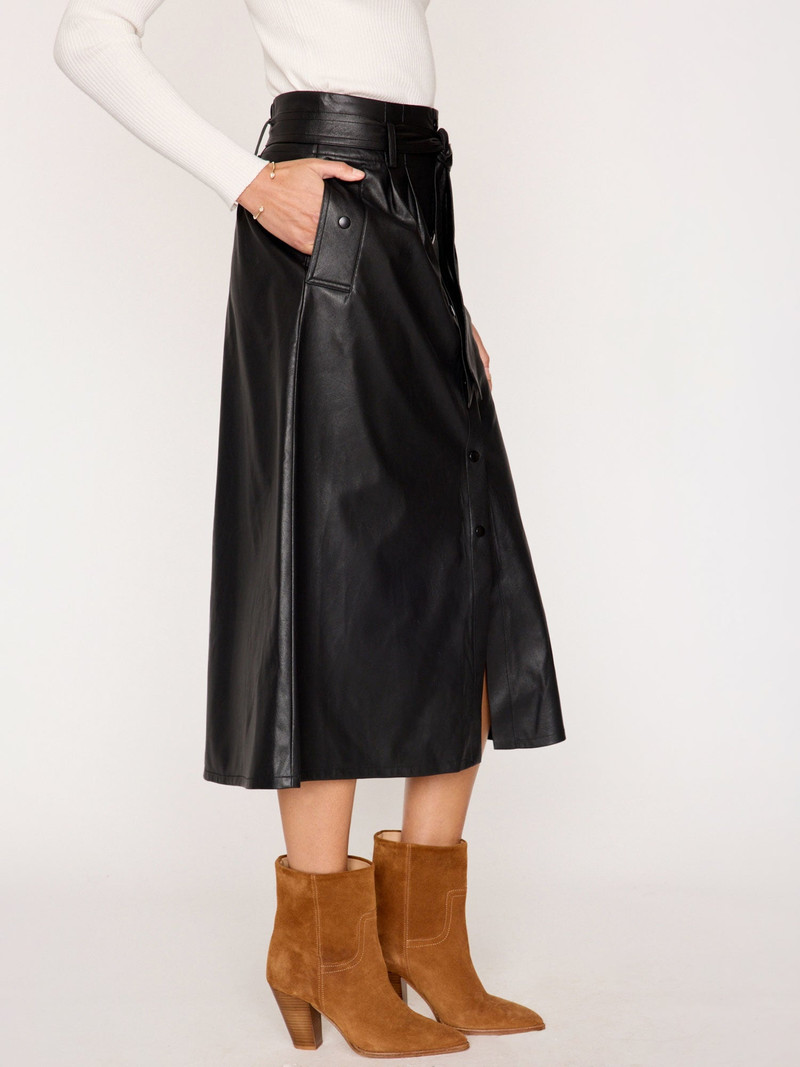 The Teagan Vegan Leather Belted Skirt 3