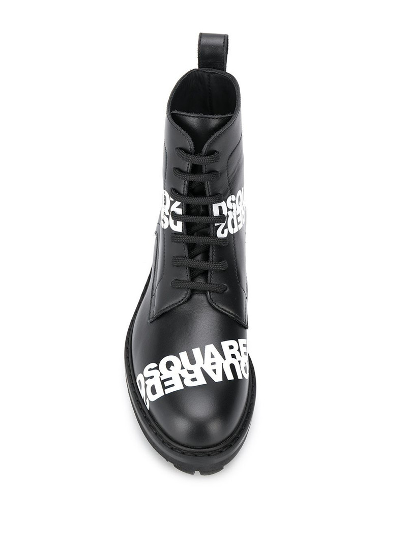 logo print lace-up boots 4