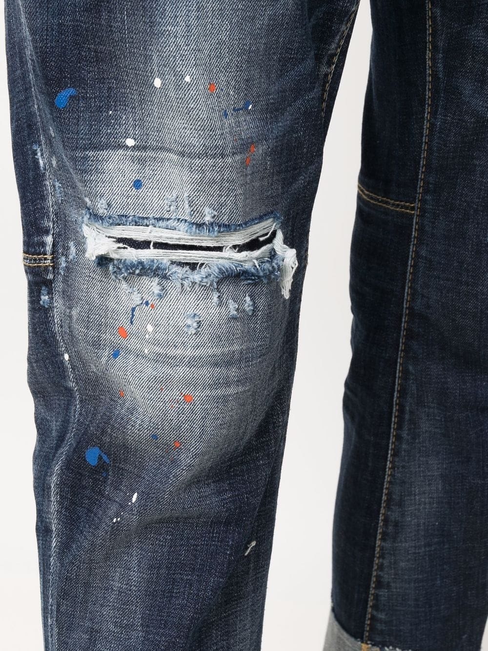 distressed paint-splatter jeans - 5