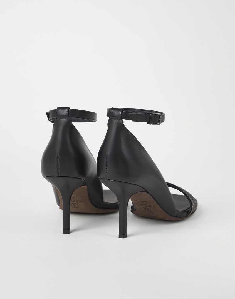 Brunello Cucinelli Matte calfskin heels with precious strap detail outlook