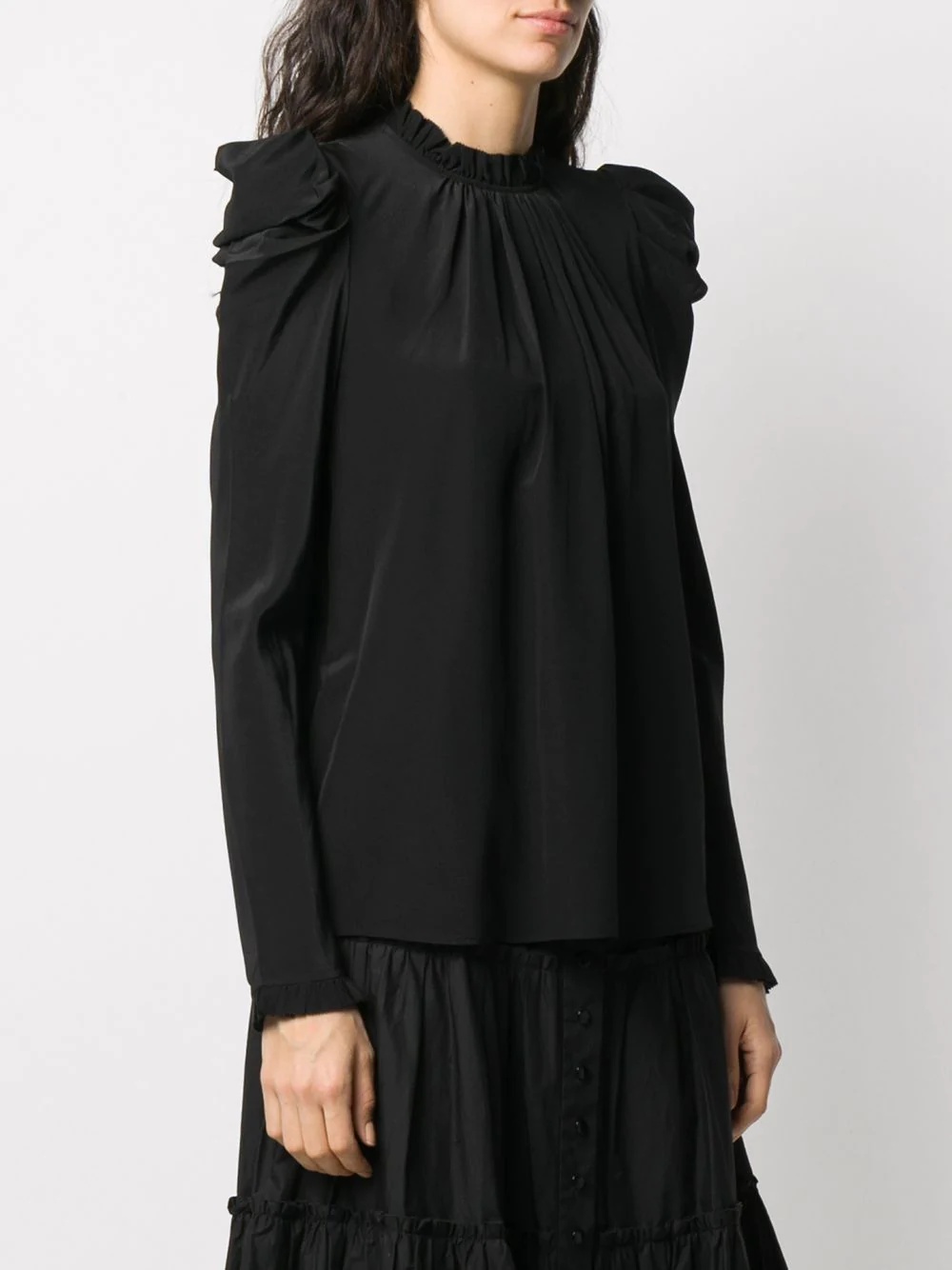 silk drape shoulder blouse - 3