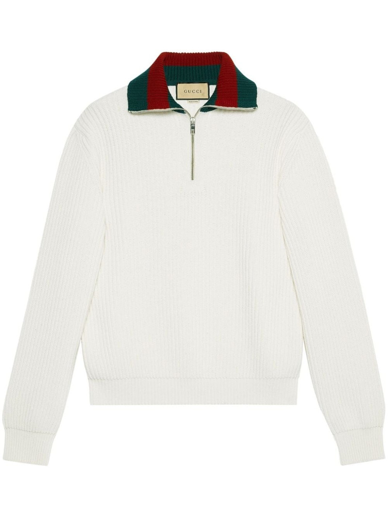 Web-stripe ribbed wool cardigan 1