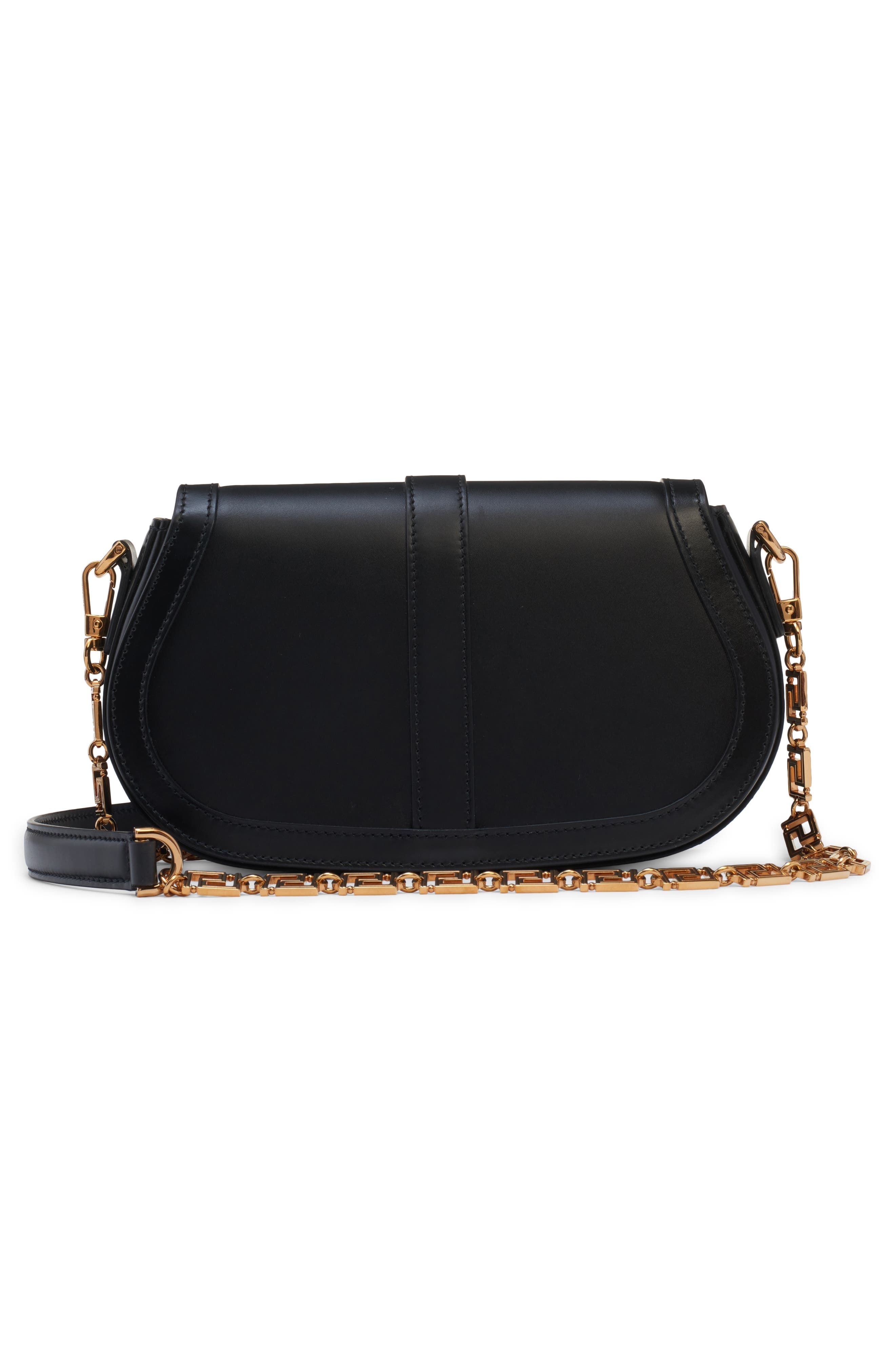 Medium Greca Goddess Leather Shoulder Bag in Black- Gold - 3