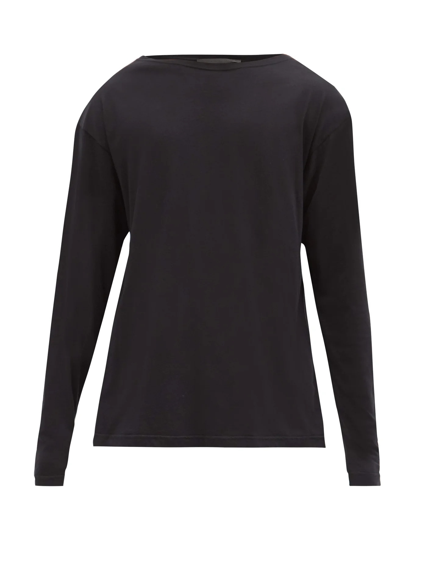 Boat-neck cotton-jersey long-sleeved T-shirt - 1