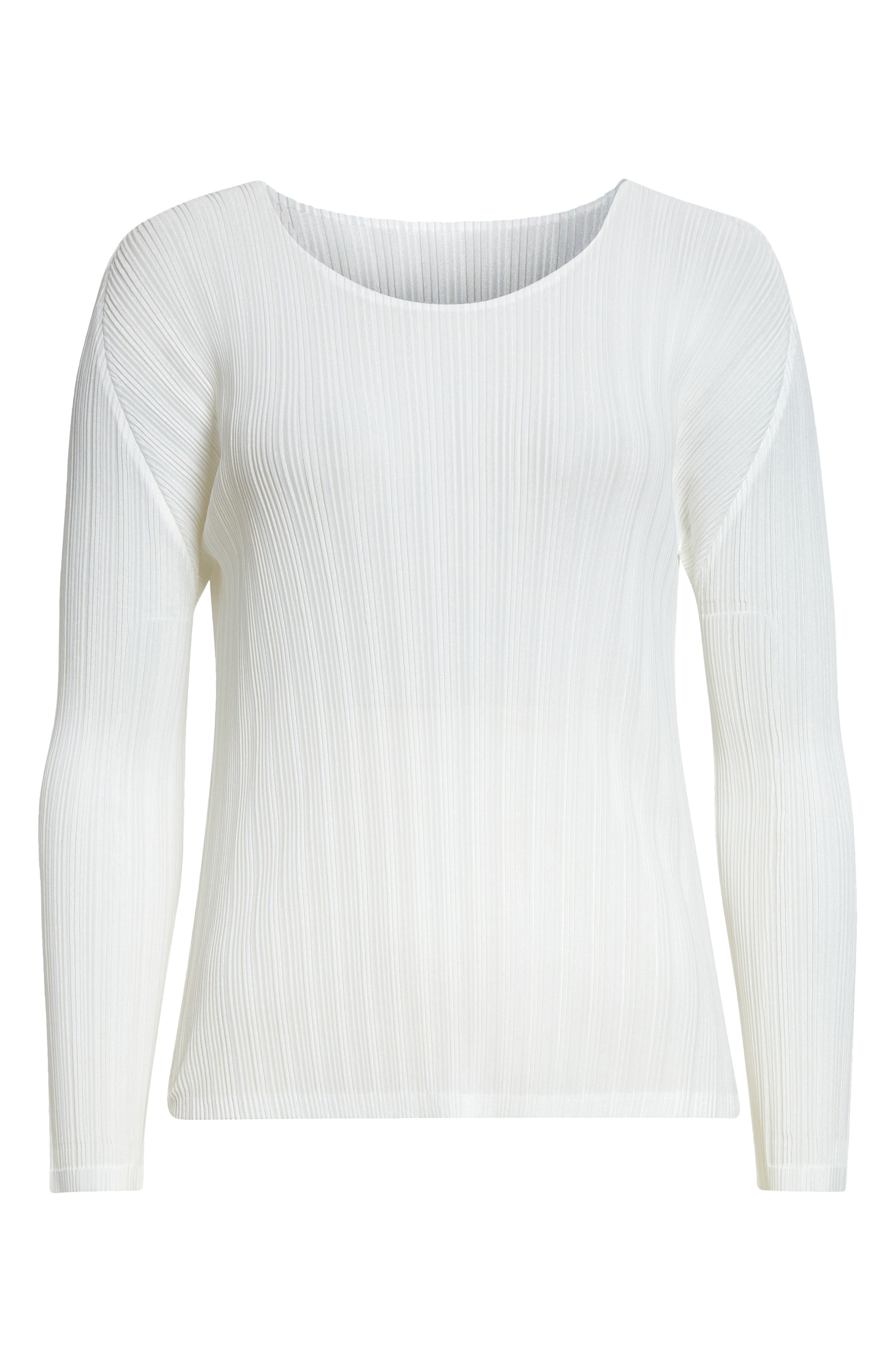 Pleats Please Issey Miyake Pleated Long Sleeve Top in White at Nordstrom - 5