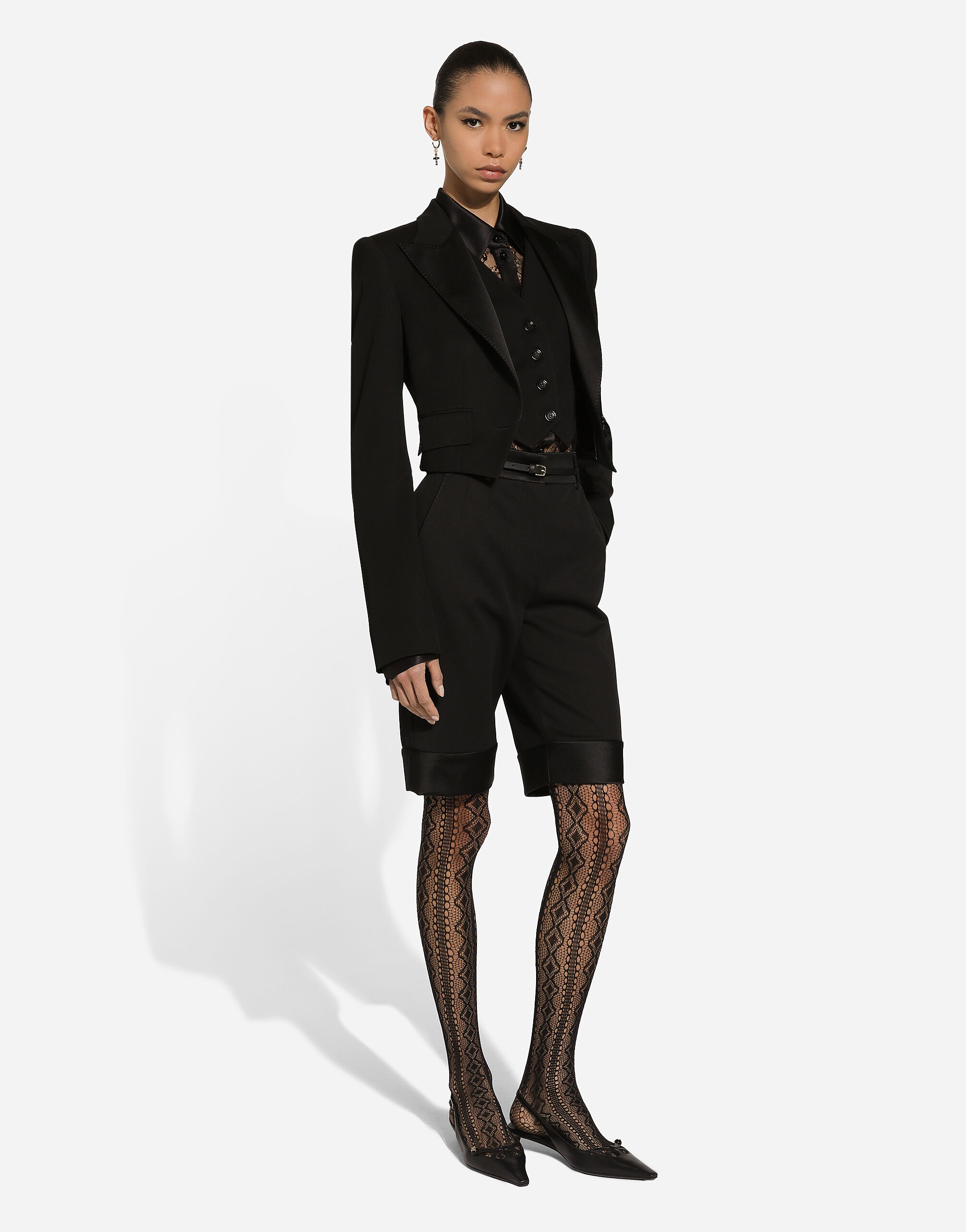 Short wool gabardine jacket with vest - 5
