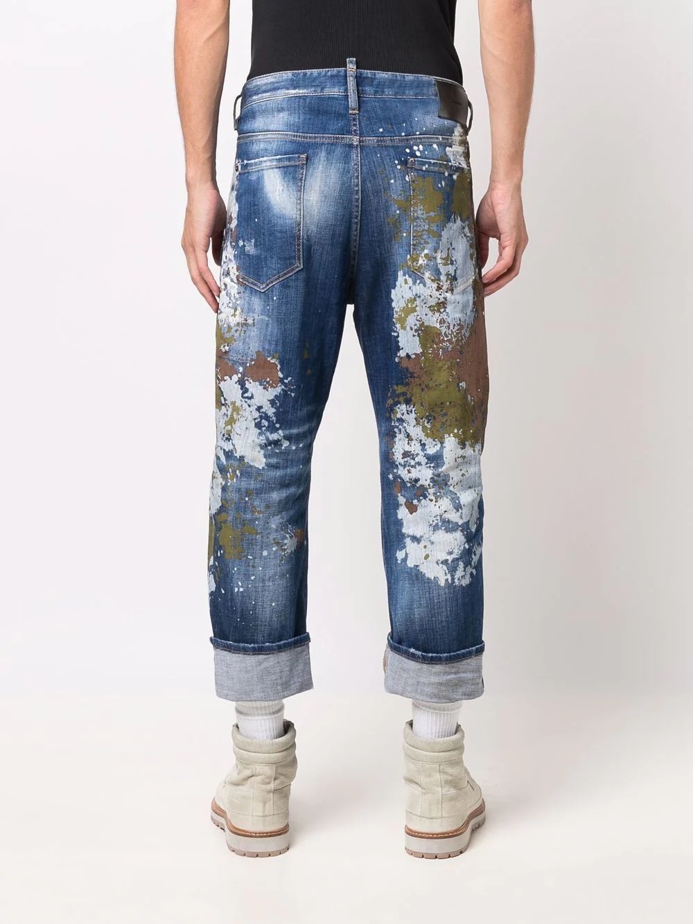 paint-splatter cropped jeans - 4