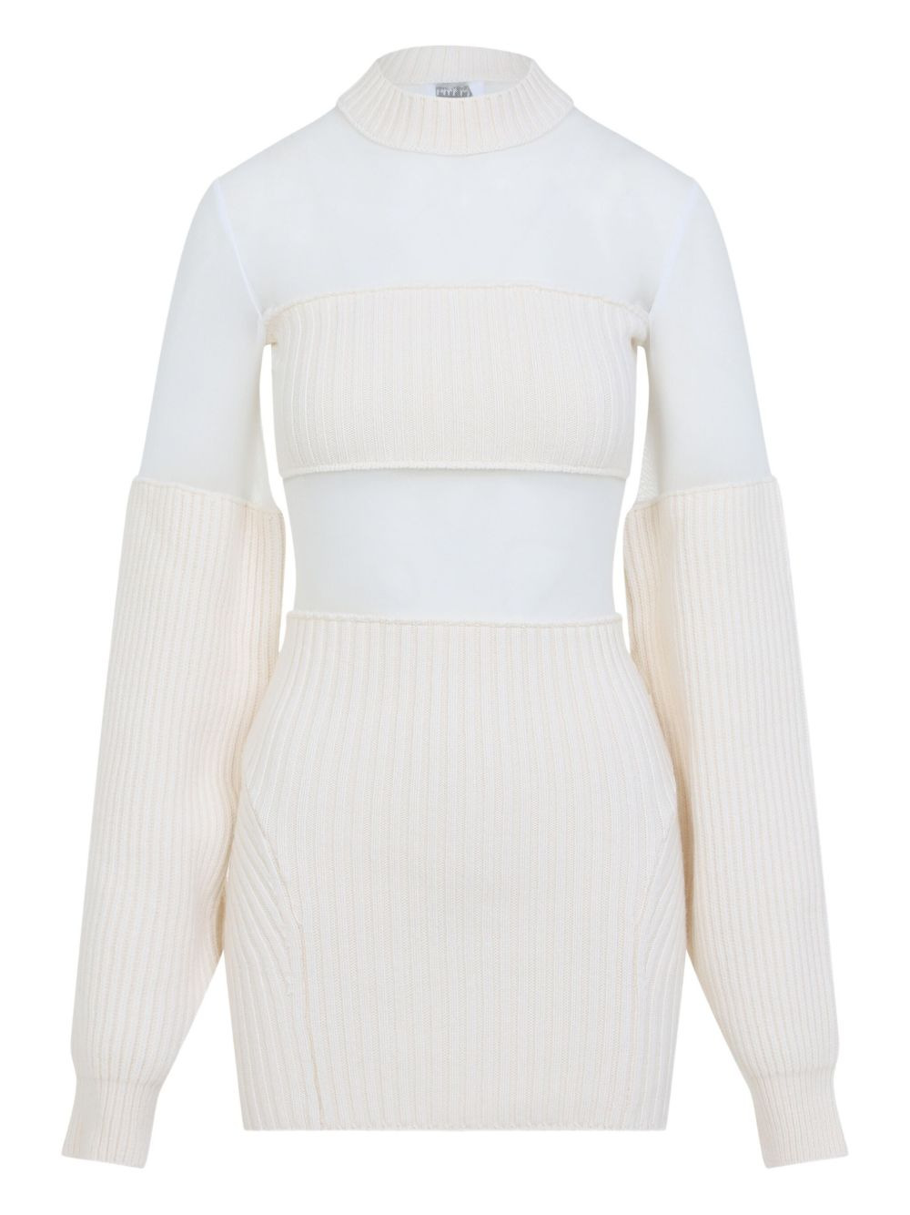 wool short with mesh details dress - 3