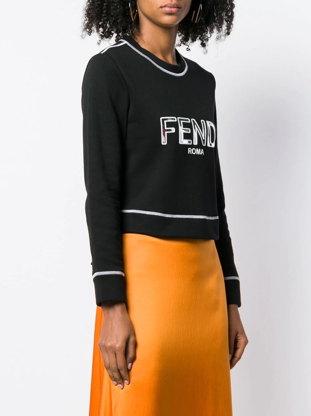 logo appliqué cropped sweatshirt - 3