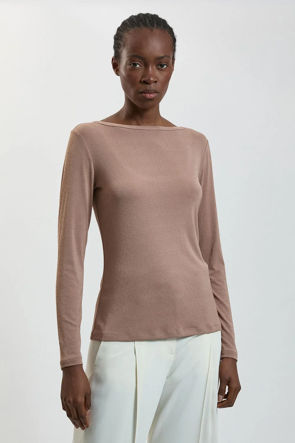 Crepe Jersey Scoop Back Top - 1