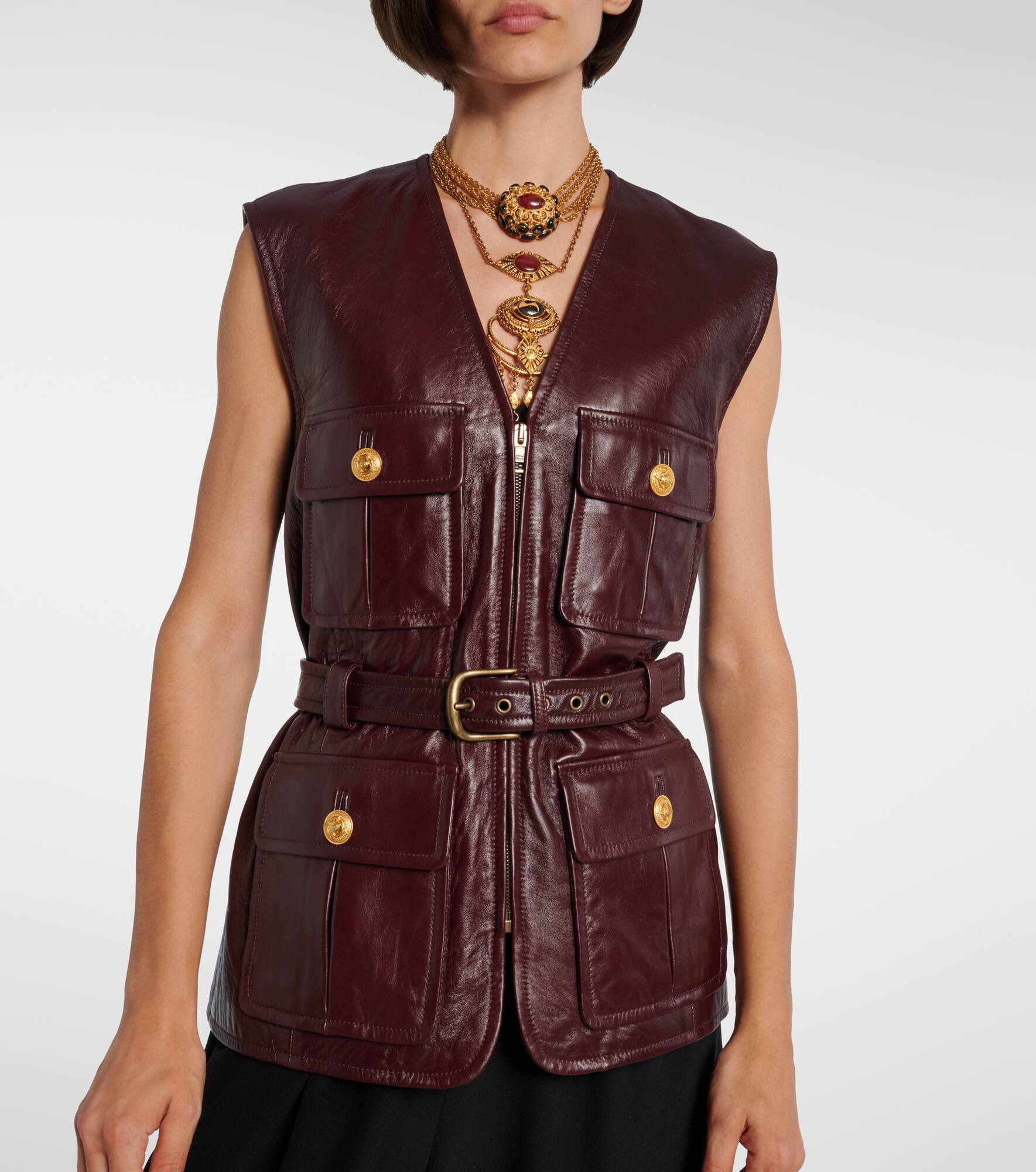 Belted leather vest - 6