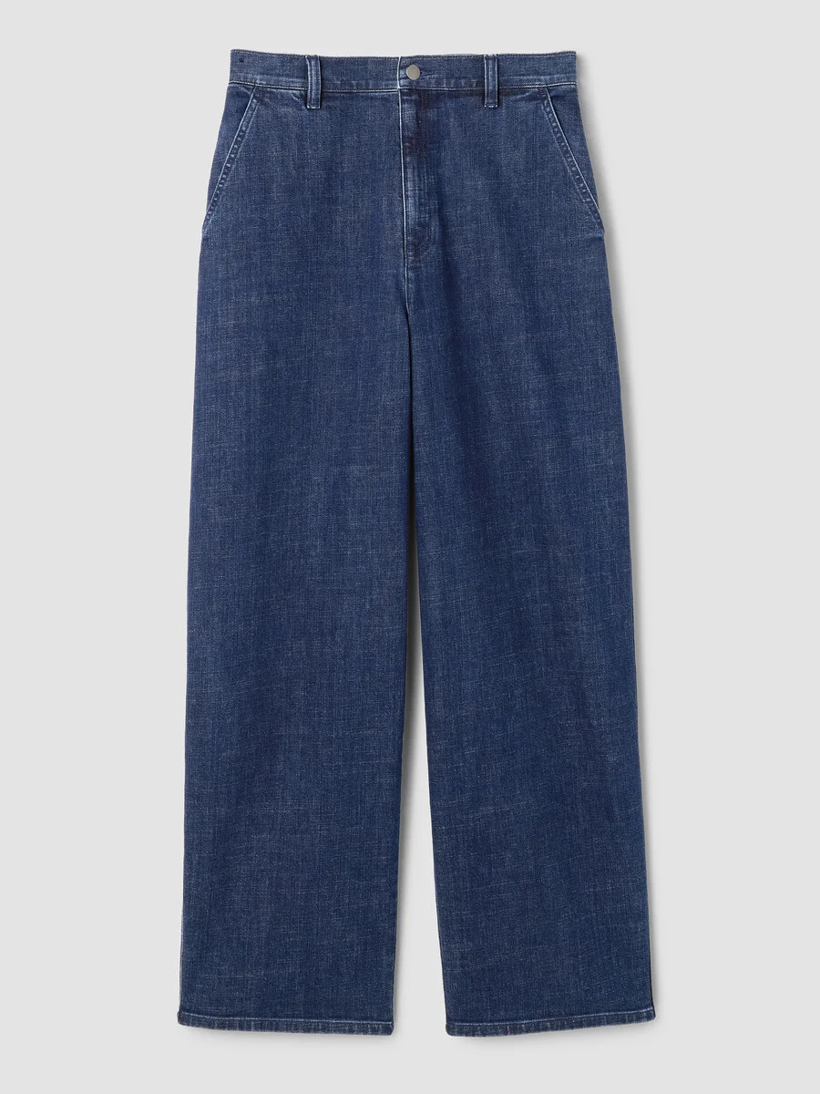 Cotton Stretch Denim Roomy Wide Trouser - 1