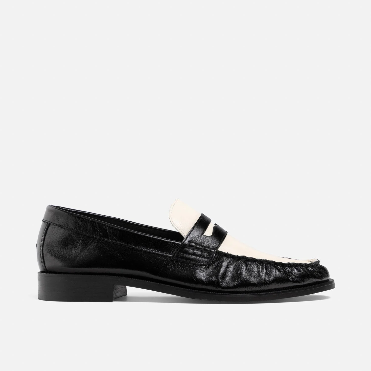 Ezra Black + White Ruched Loafer - Men's - 1