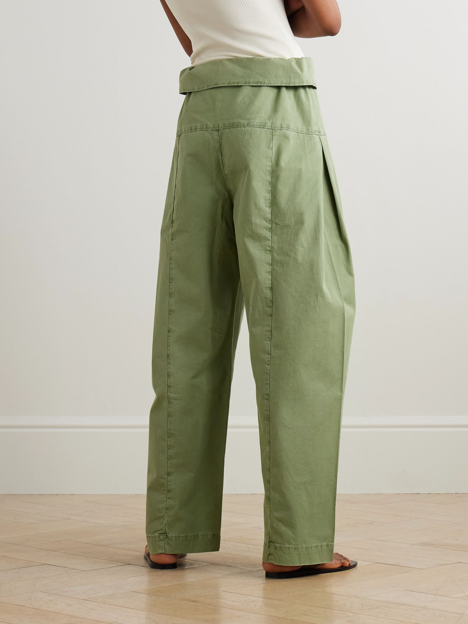 Fisherman paneled cotton-twill tapered pants Green - 3