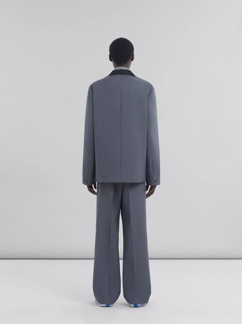 GREY SINGLE BREASTED WOOL JACKET WITH MARNI SYMBOL 3