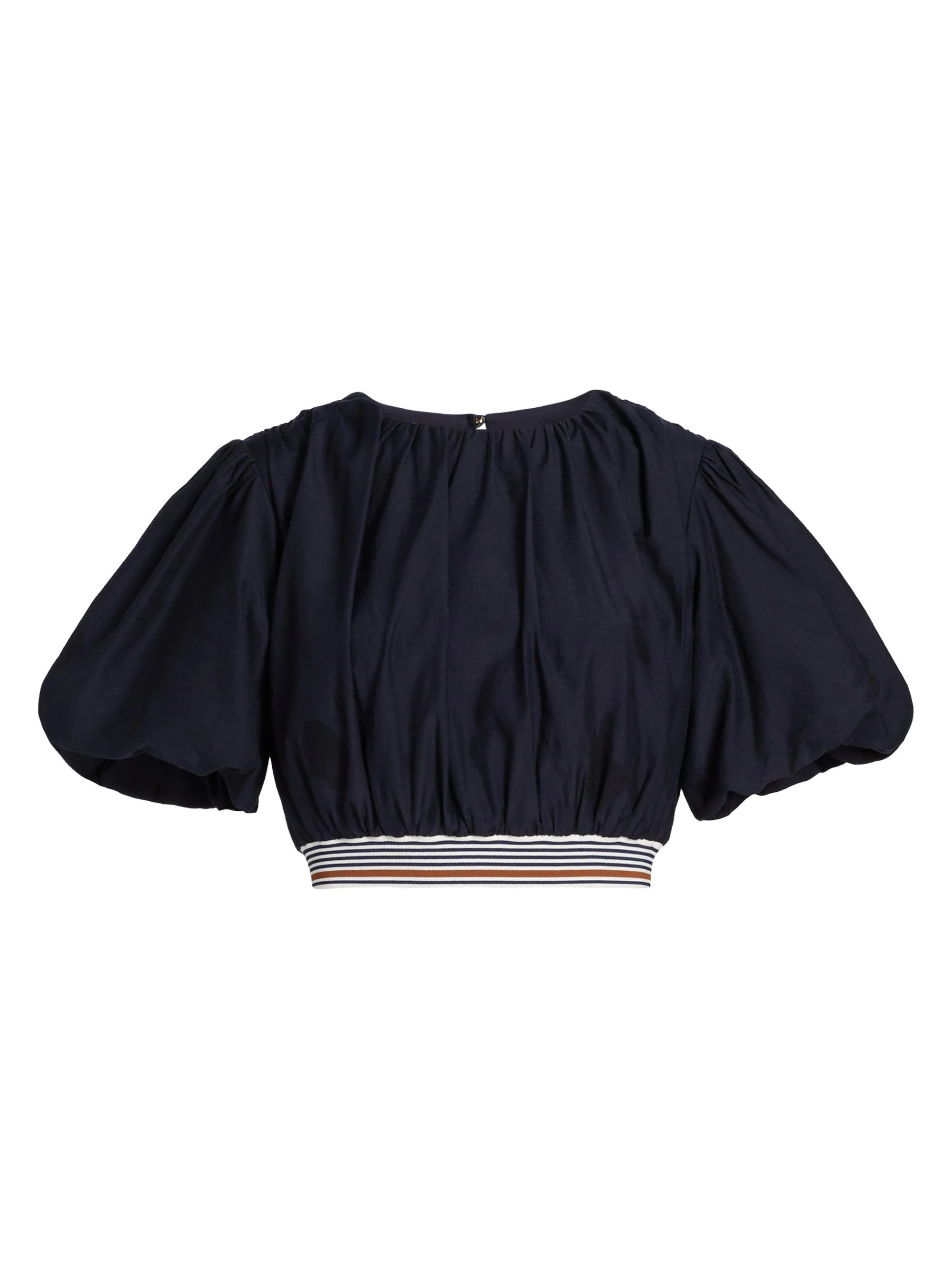 Women's Gabriela Cotton-Silk Crop Top - Navy - 1