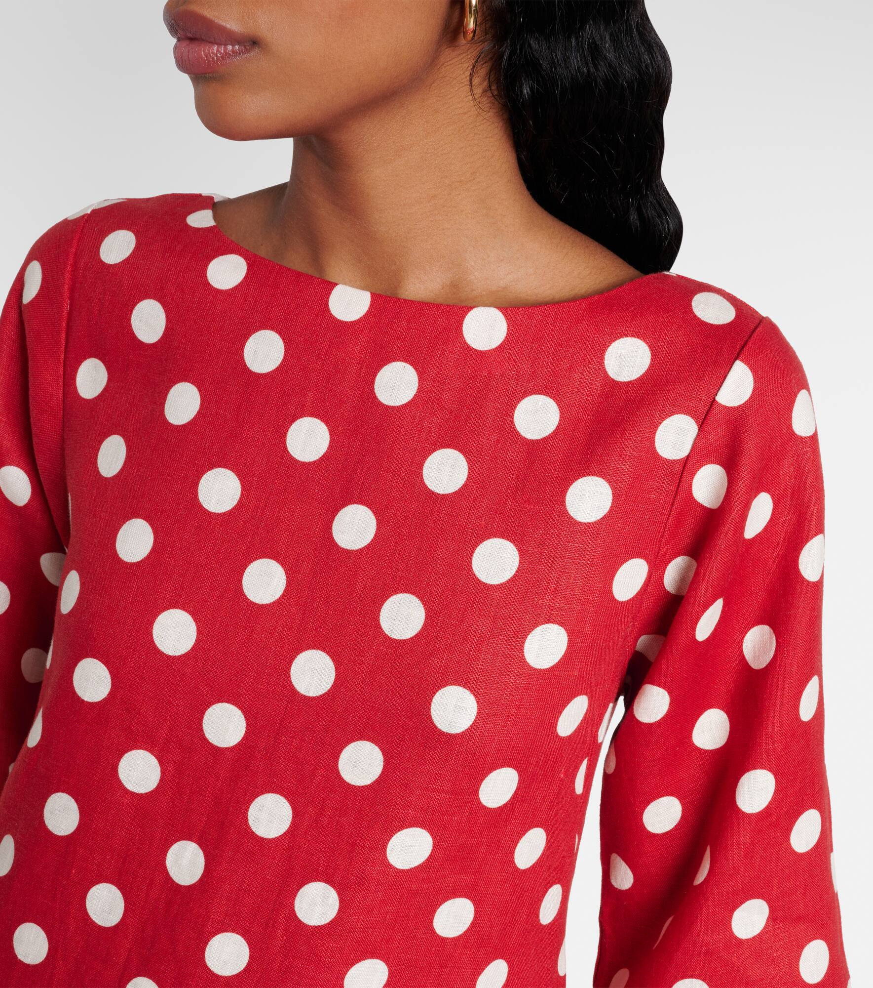 Nina polka-dot linen minidress - 4