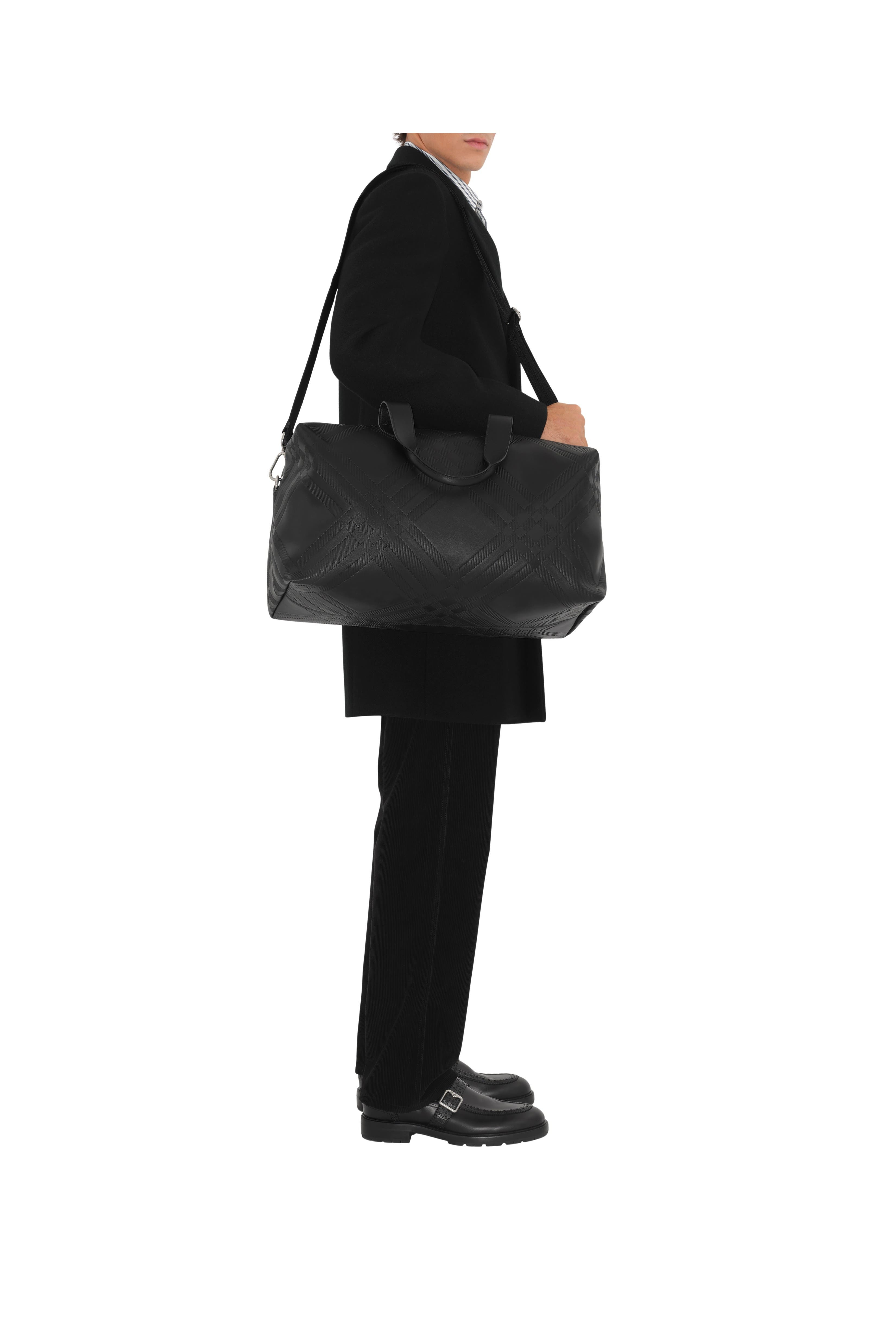 burberry Embossed Check Duffle Bag in Black at Nordstrom - 3