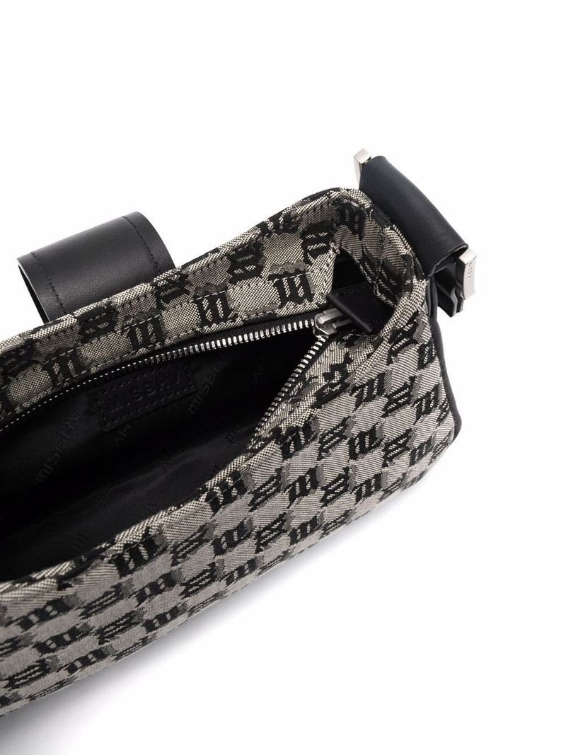 logo-plaque woven shoulder bag 5