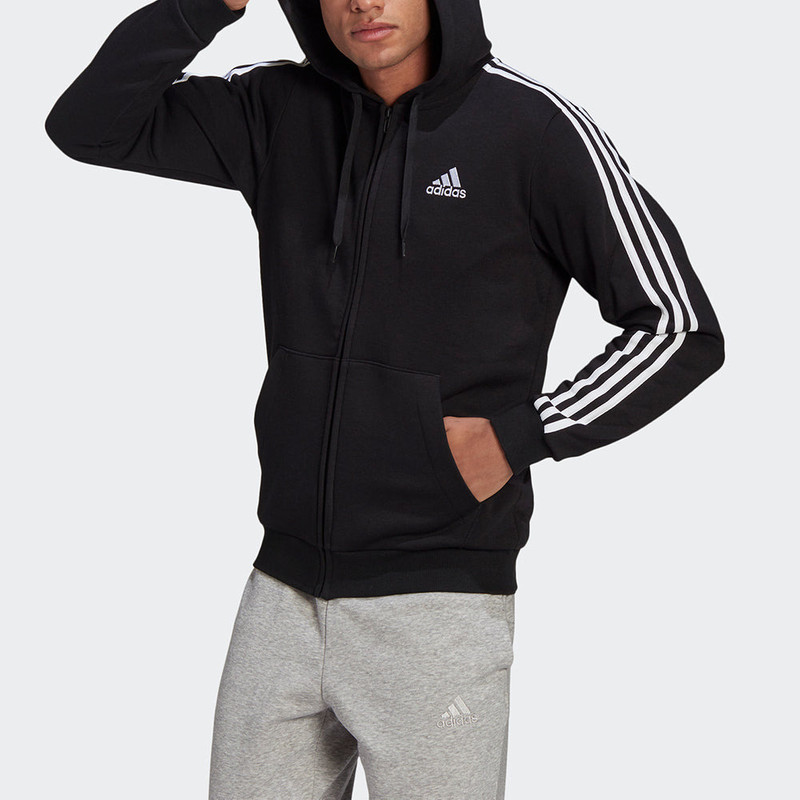 adidas adidas M 3S Fl Fz Hd Stripe Sports Hooded Jacket Black GK9051 outlook