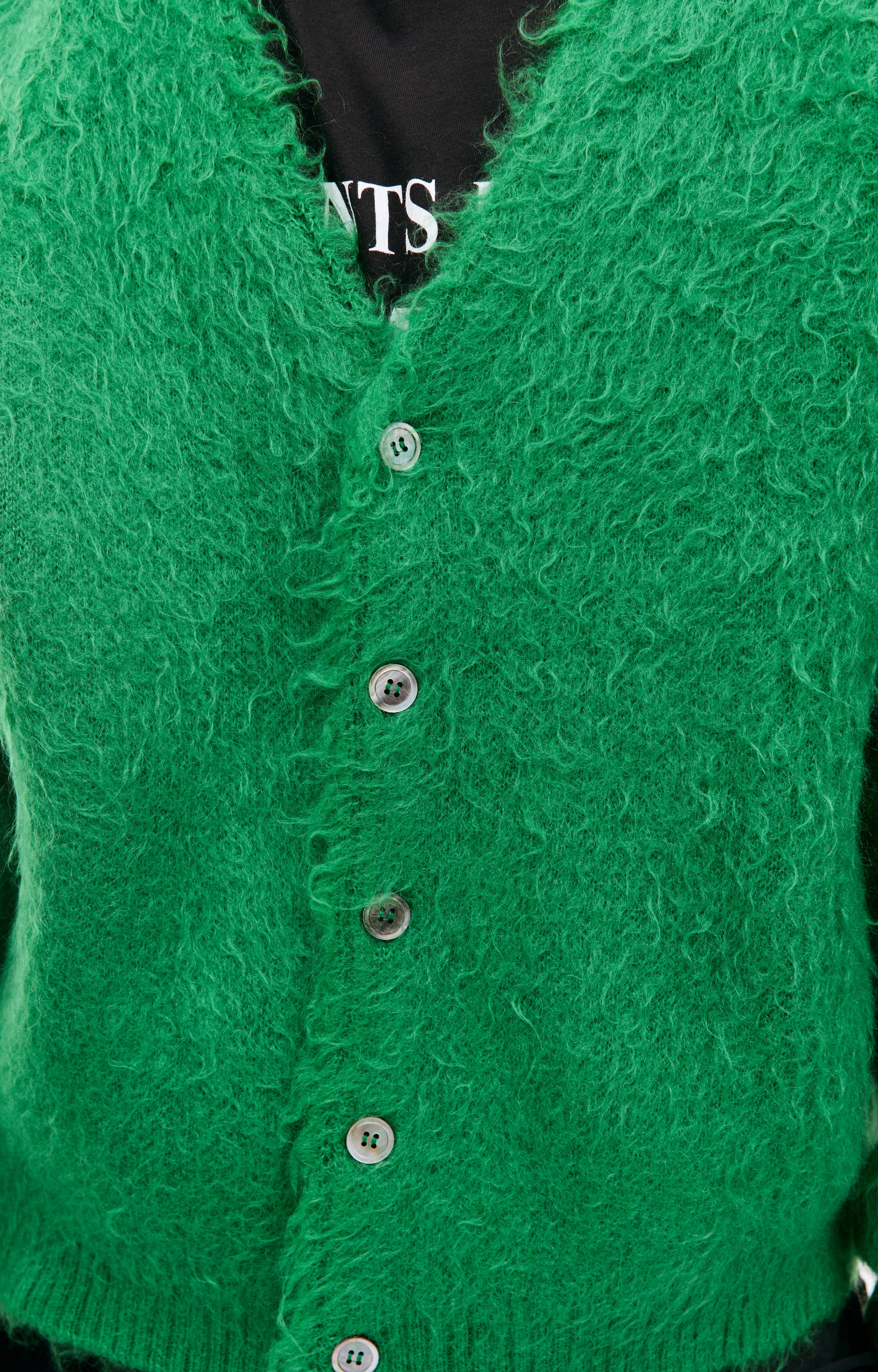 GREEN MOHAIR CARDIGAN - 4