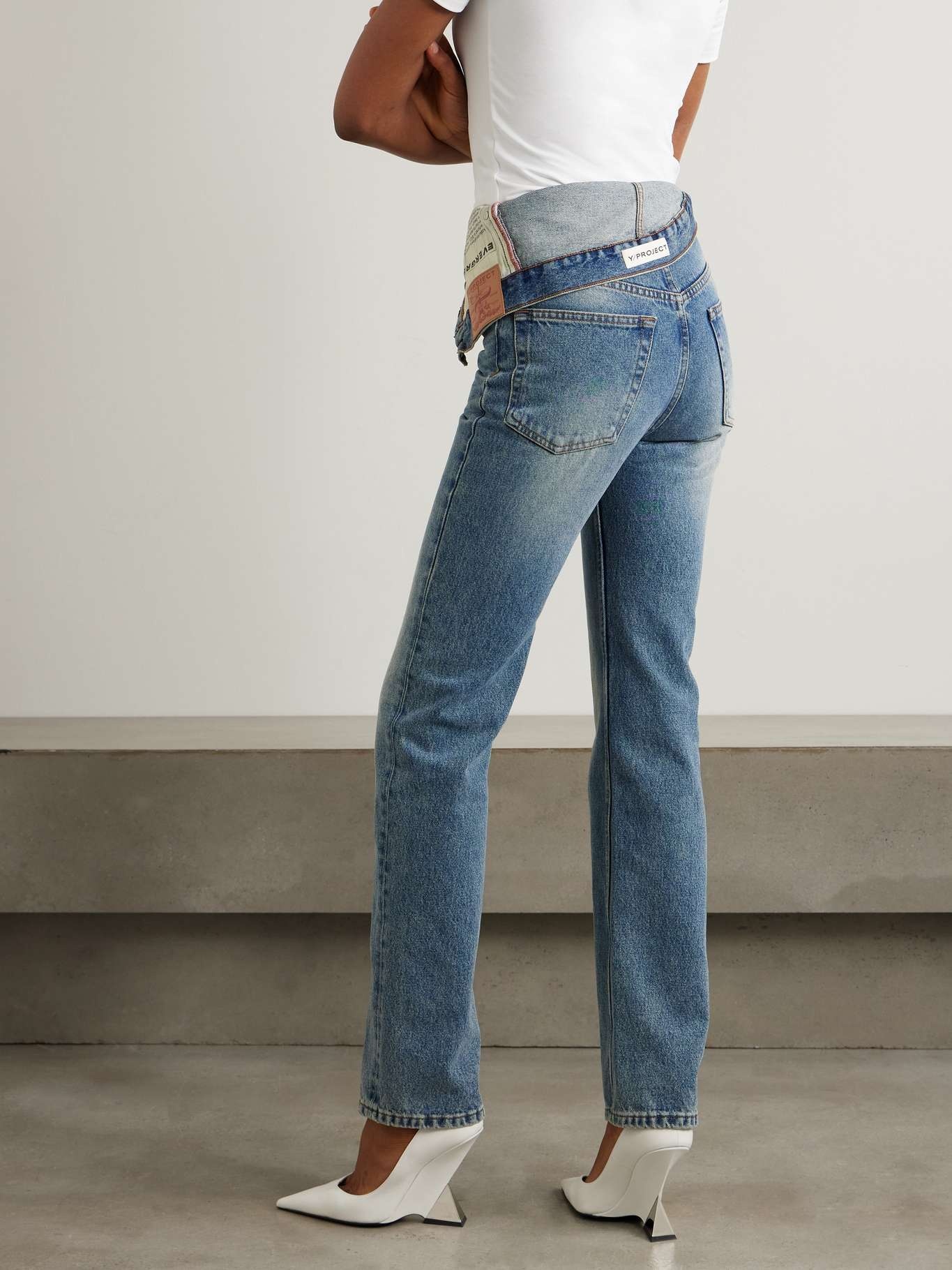 Evergreen asymmetric high-rise straight-leg jeans - 4