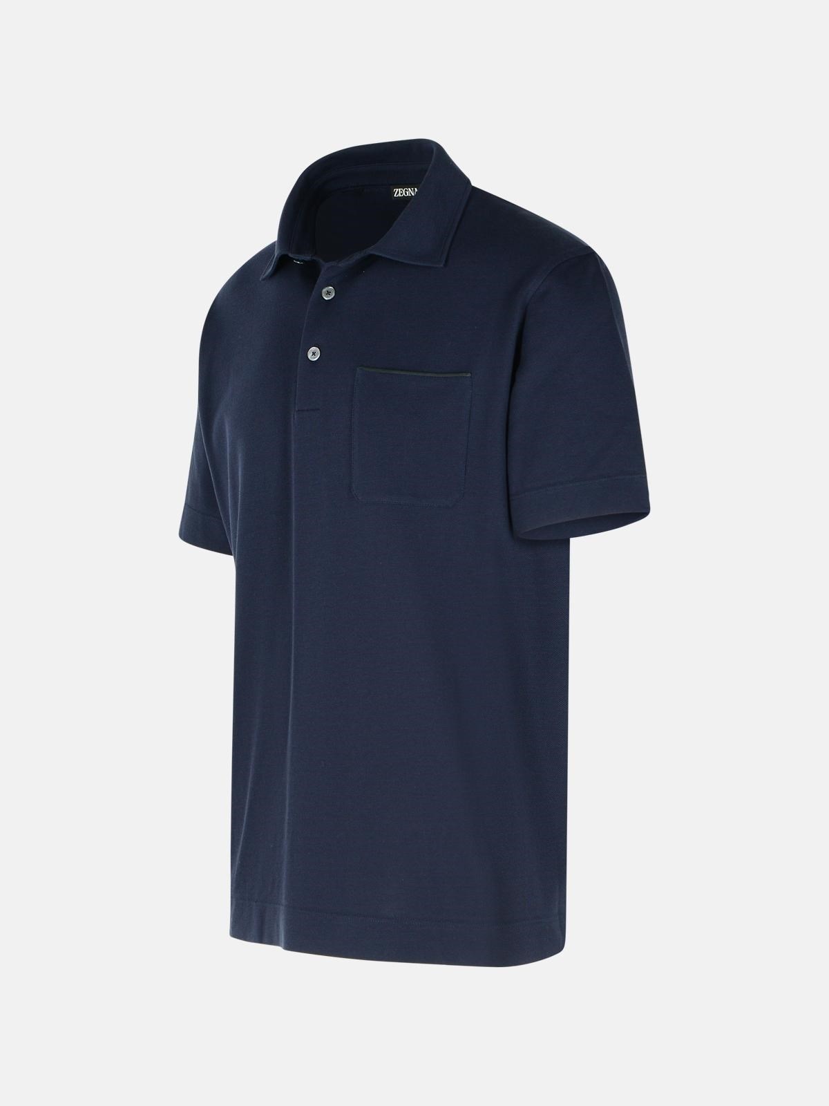 'PURE' BLUE COTTON POLO SHIRT - 2