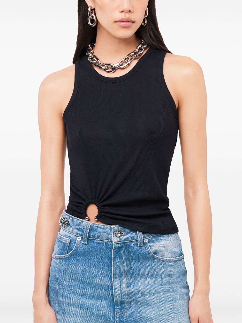 asymmetric gathered-detail tank top - 4