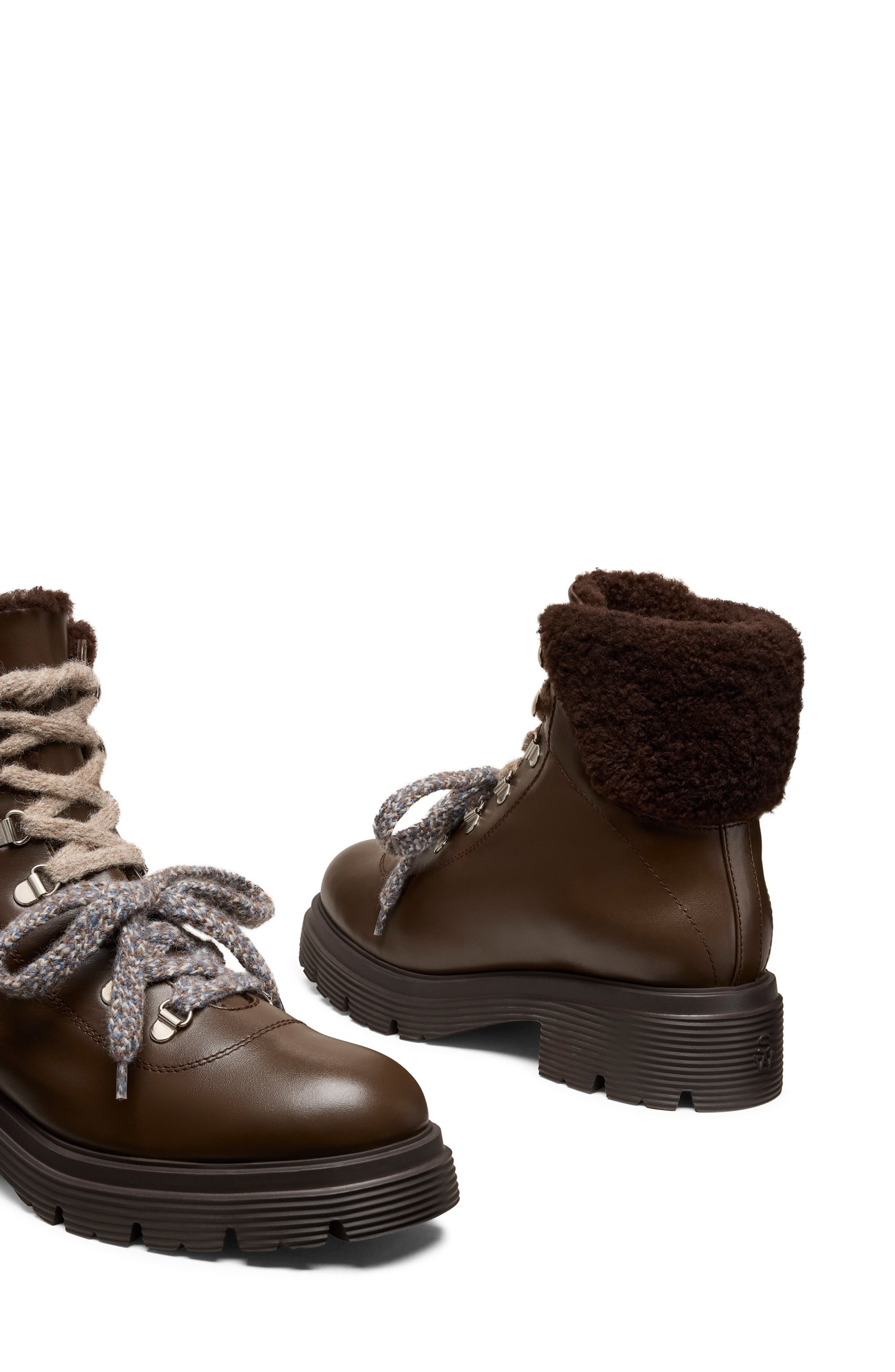 Stuart Weitzman Hudson Lite Genuine Shearling Lined Lace-Up Bootie in Walnut at Nordstrom - 4