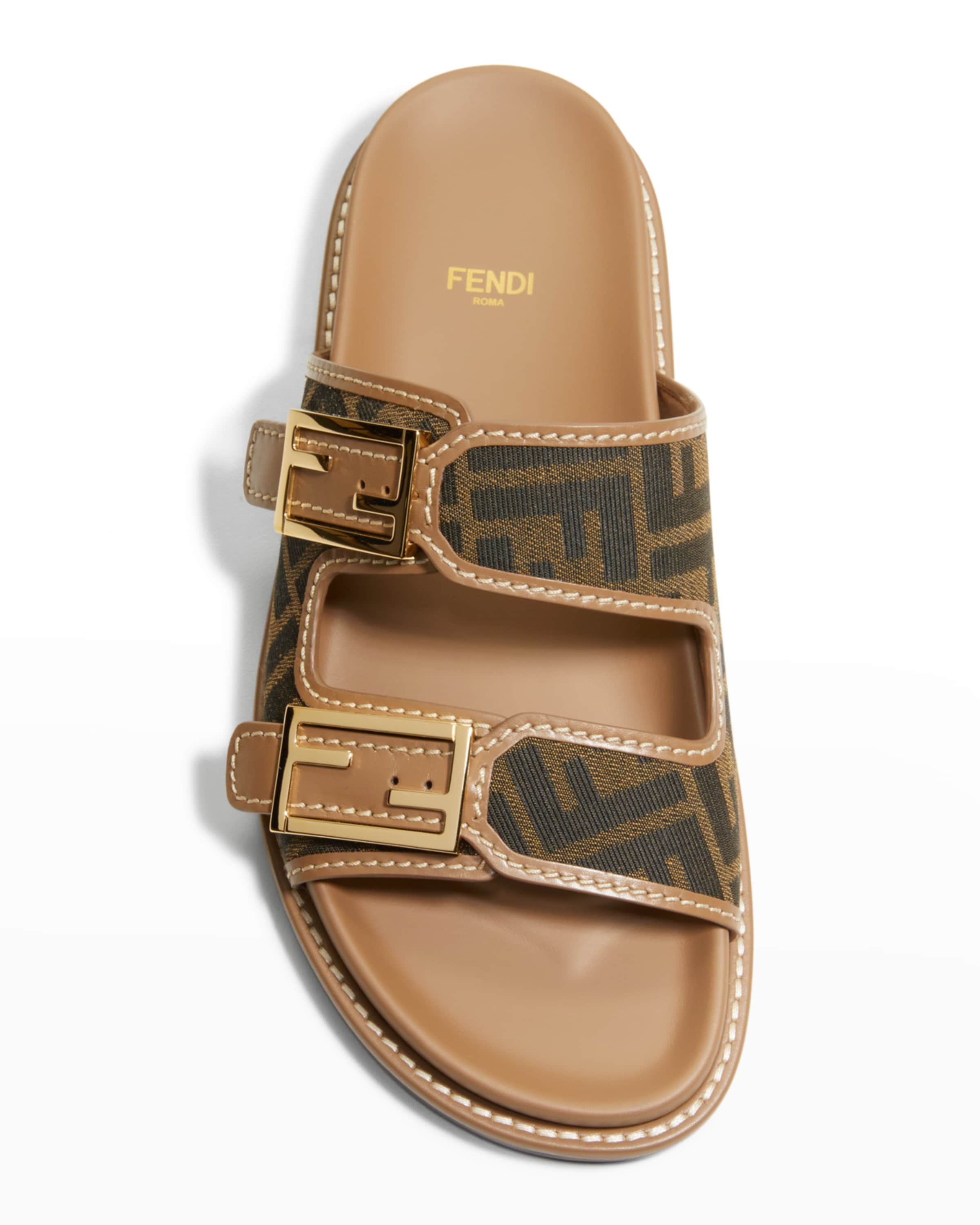 FF Jacquard Dual Buckle Slide Sandals - 5